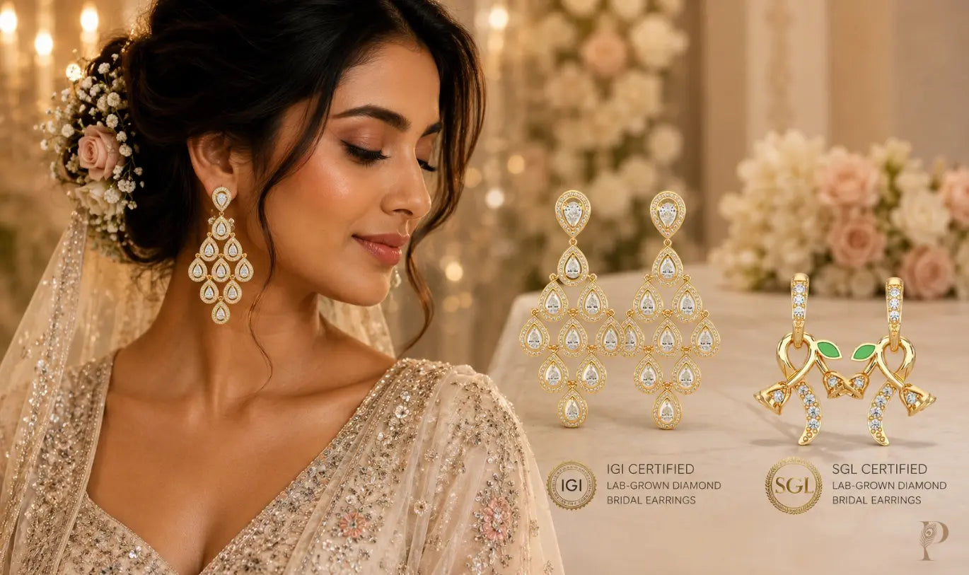 Best Lab-Grown Diamond Bridal Earrings for Indian Weddings: IGI & SGL Certified Styles from Surat