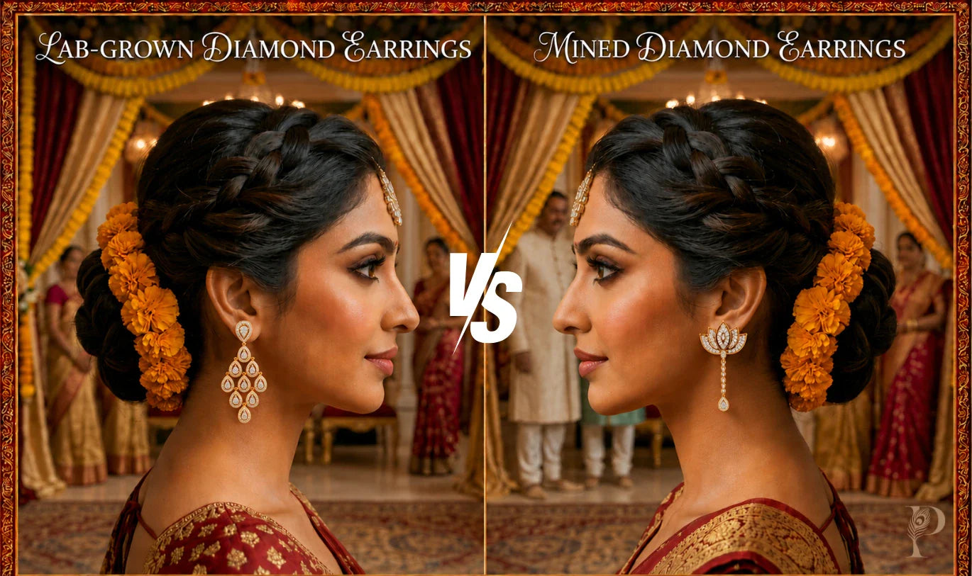 Lab-Grown Diamond Bridal Earrings vs Mined Diamond Earrings: Which Is Better for Your Indian Wedding?