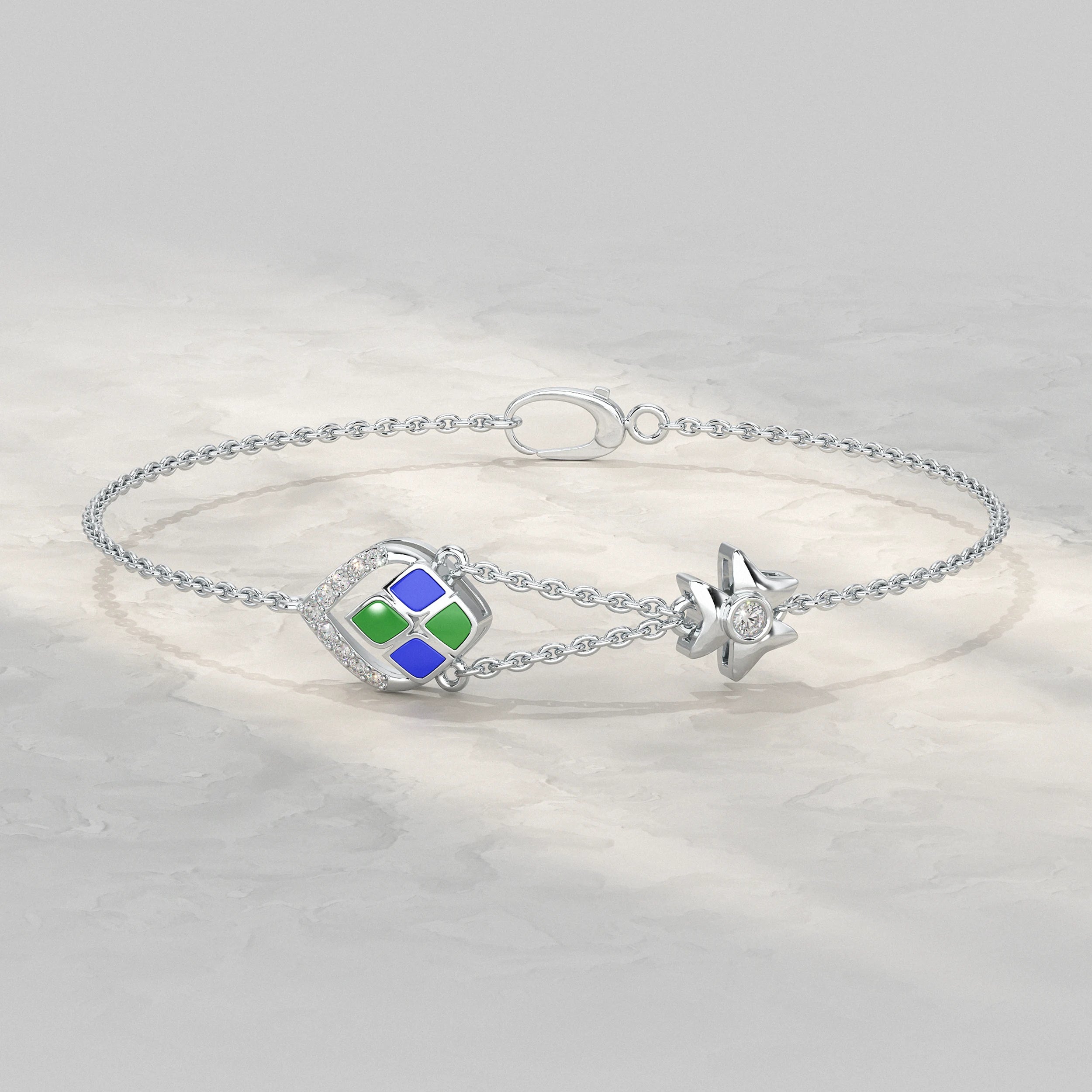 Charm Enamel Lab Diamond Bracelet