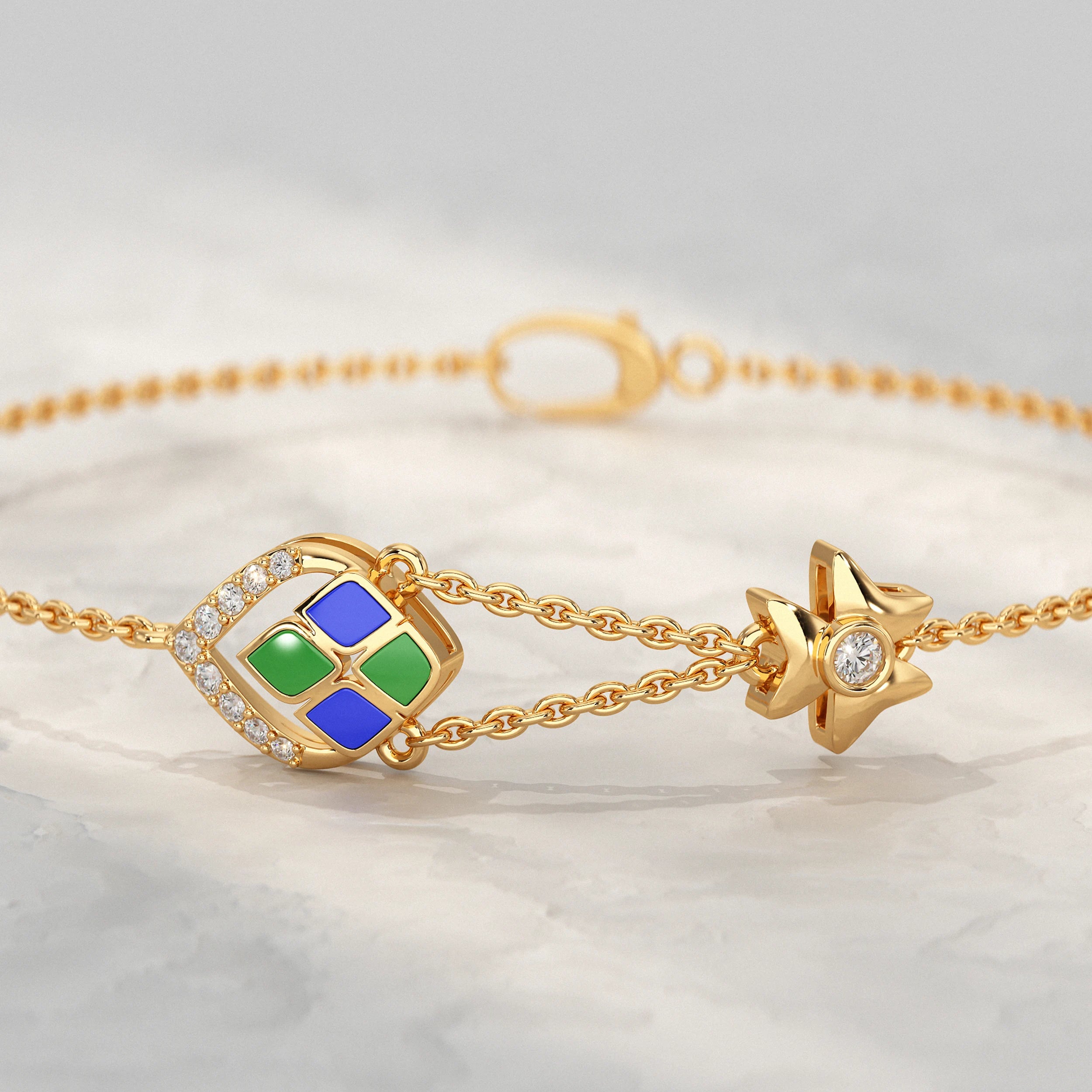 Charm Enamel Lab Diamond Bracelet