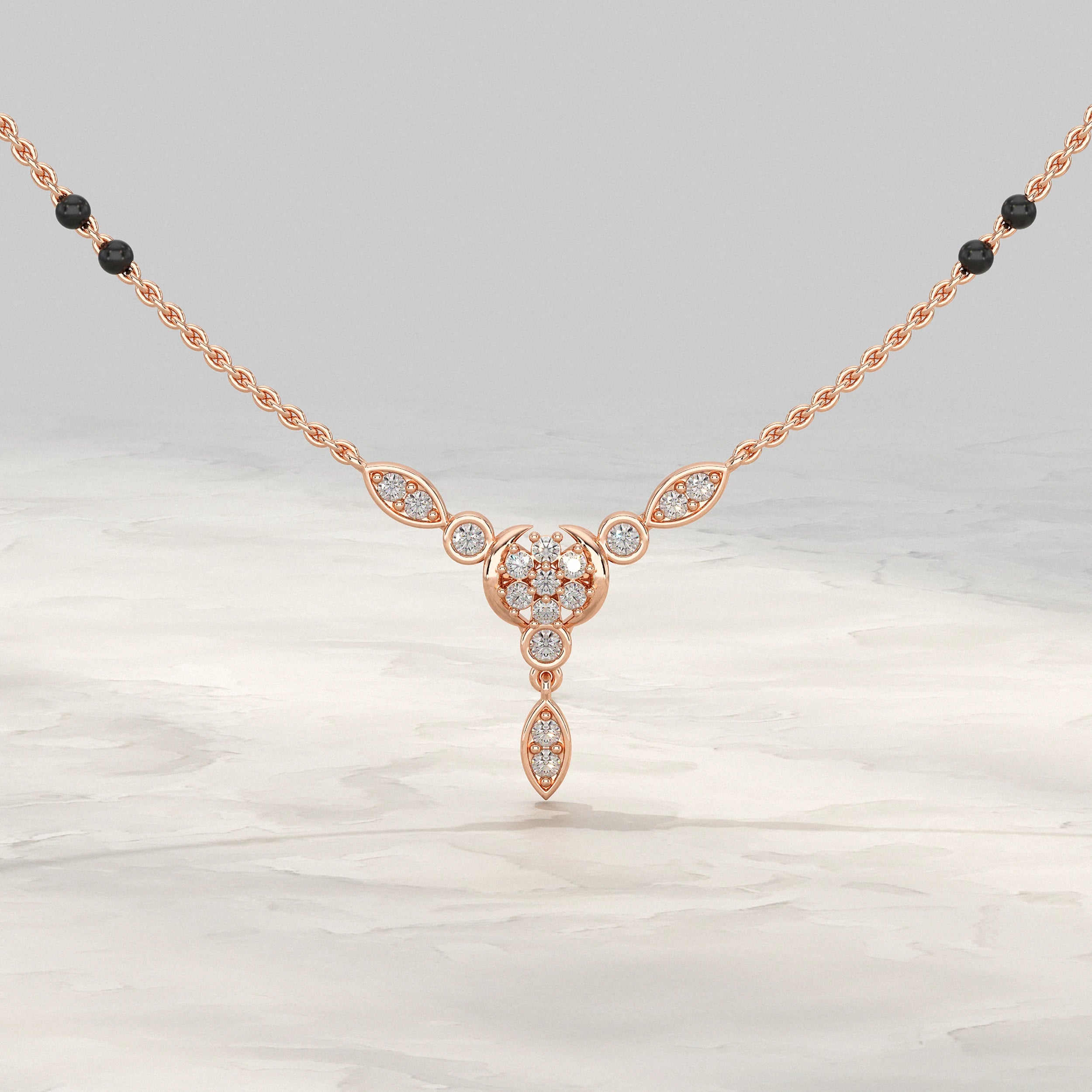 Round Lab Grown Diamond Cluster Mangalsutra