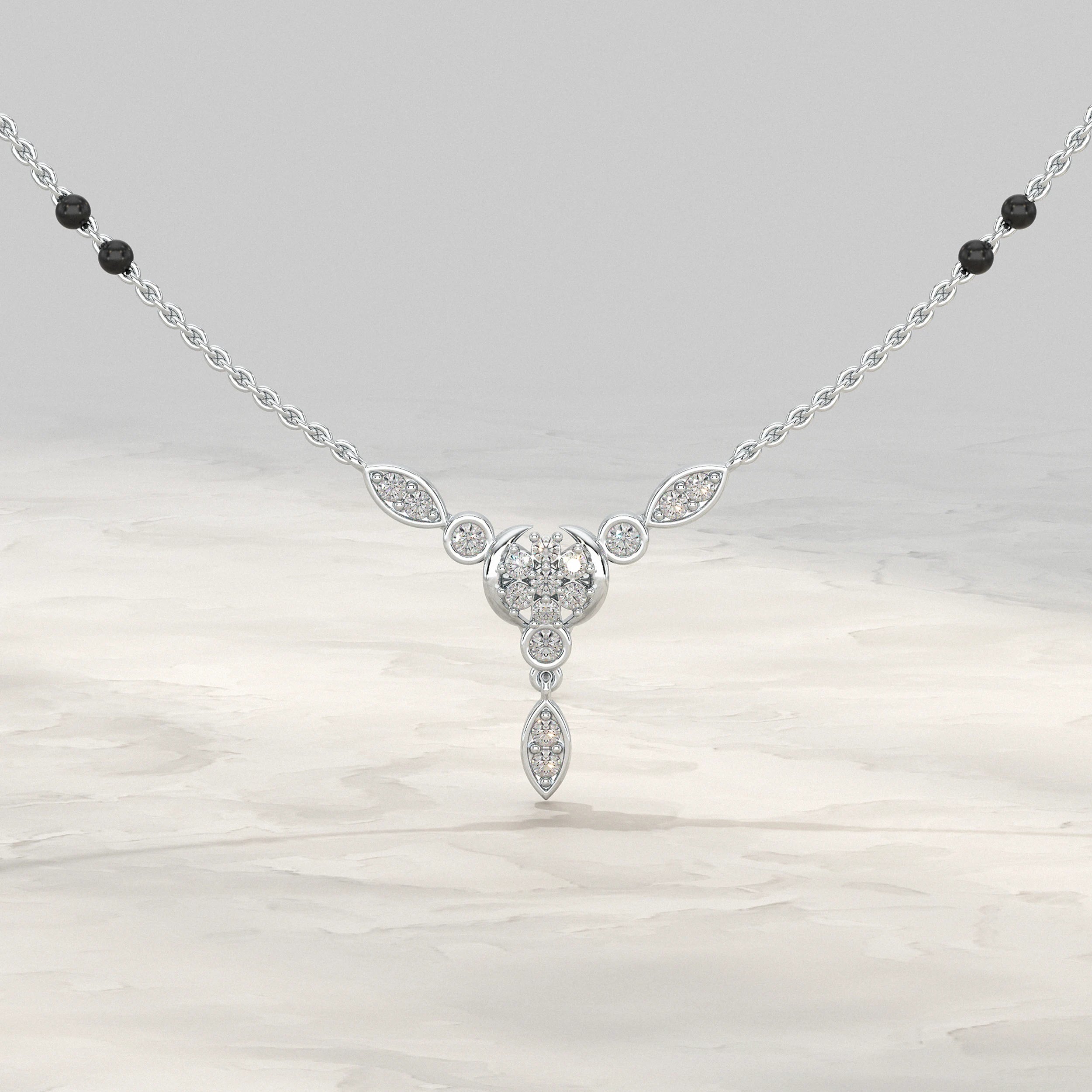 Round Lab Grown Diamond Cluster Mangalsutra