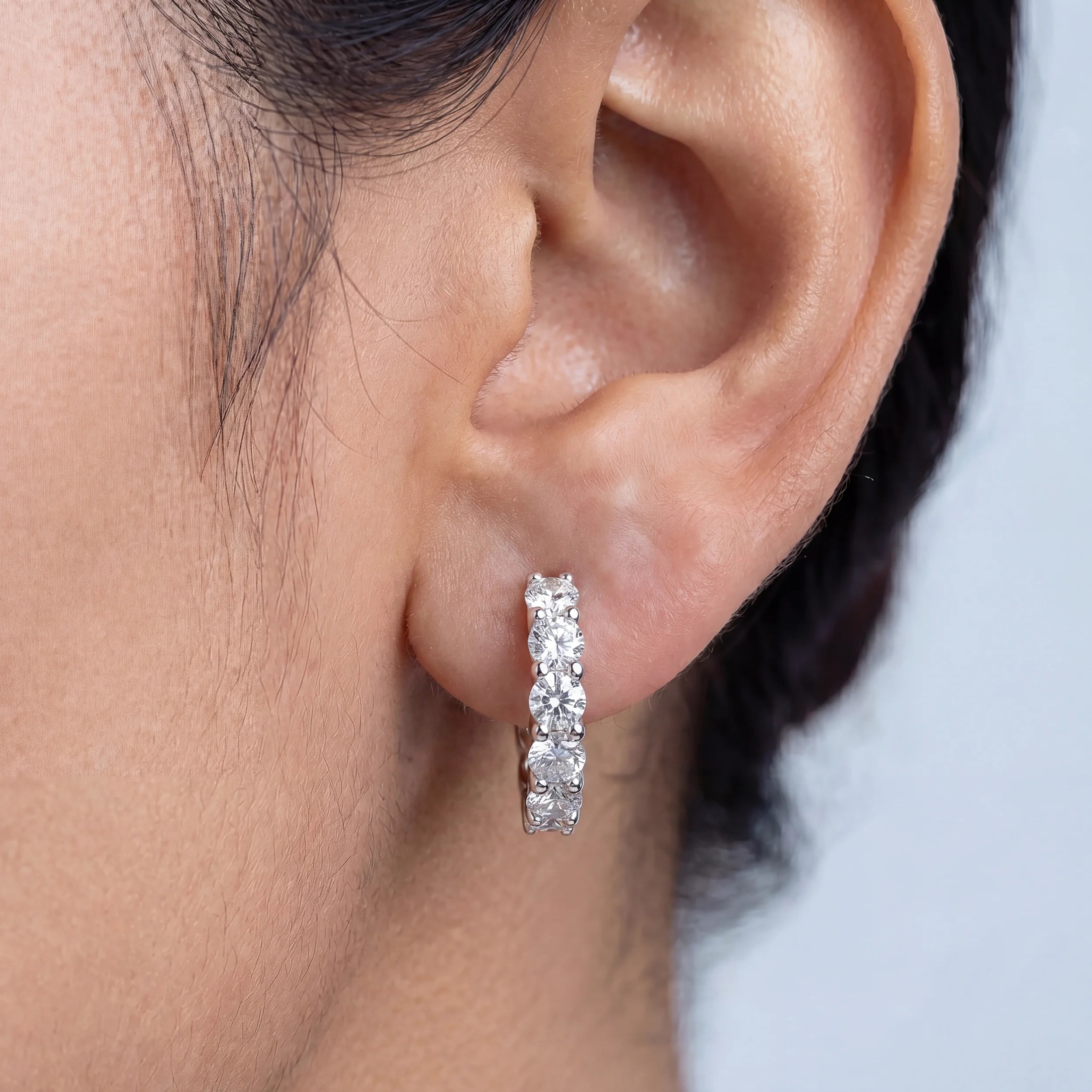 Lab Grown Round Diamond Hoop Earrings Earrings