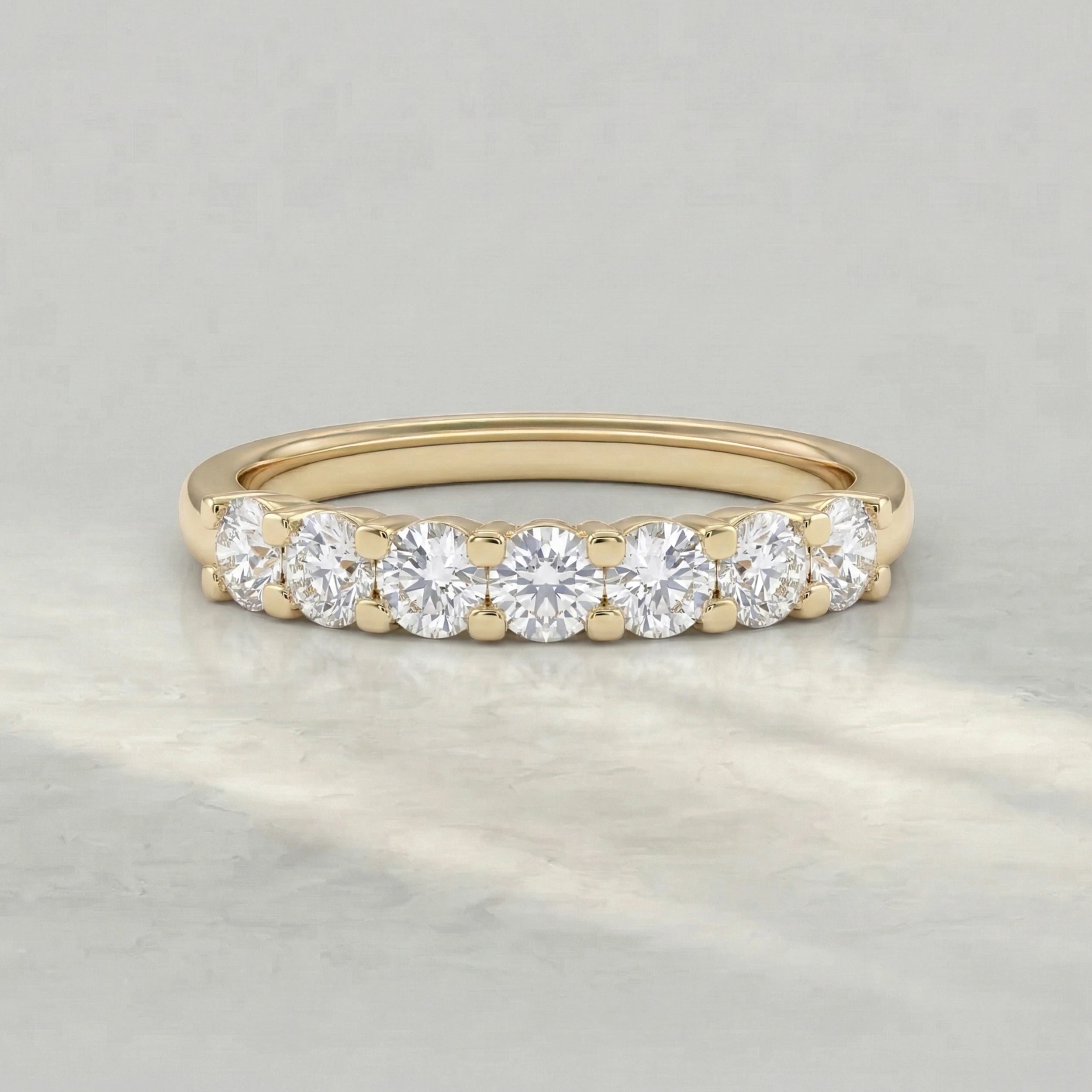 7 Stone Round Cut Anniversary Band Rings