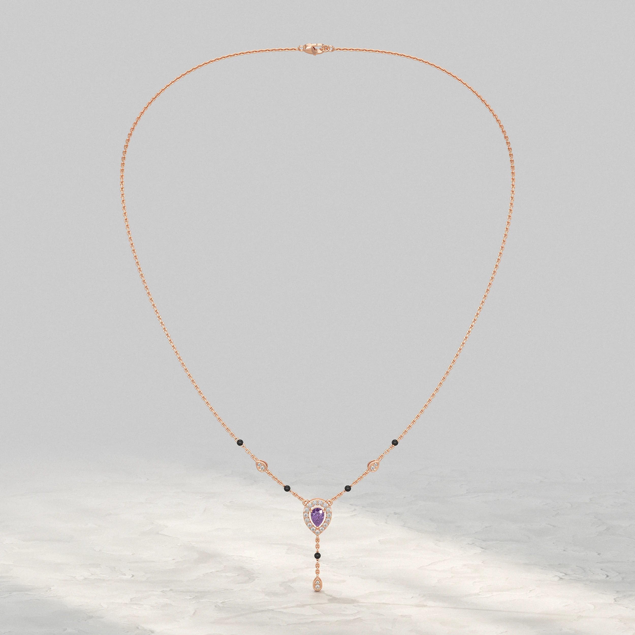 Amethyst Gemstone Halo Manglsutra