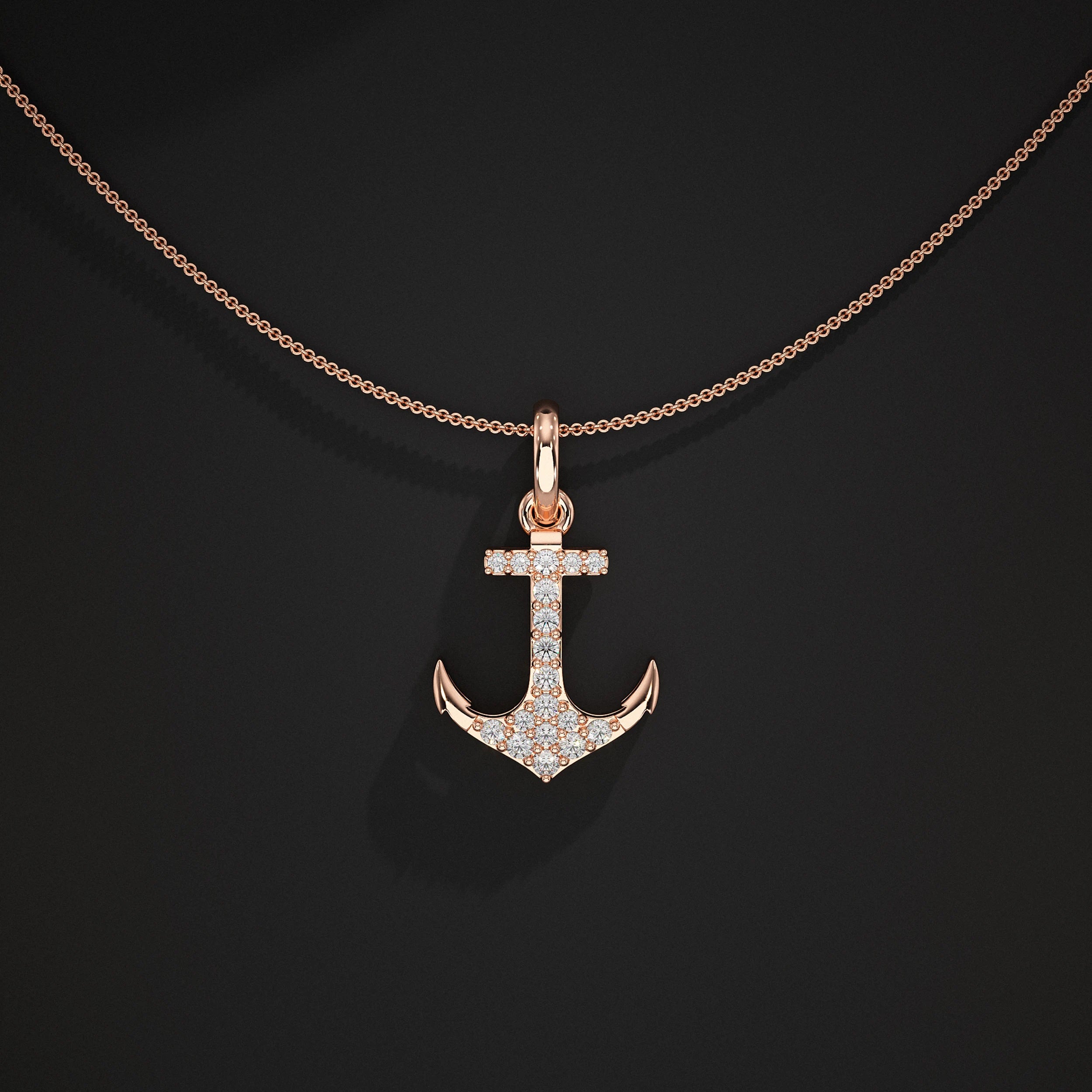 Anchor Lab Grown Diamond Pendants For Men`s