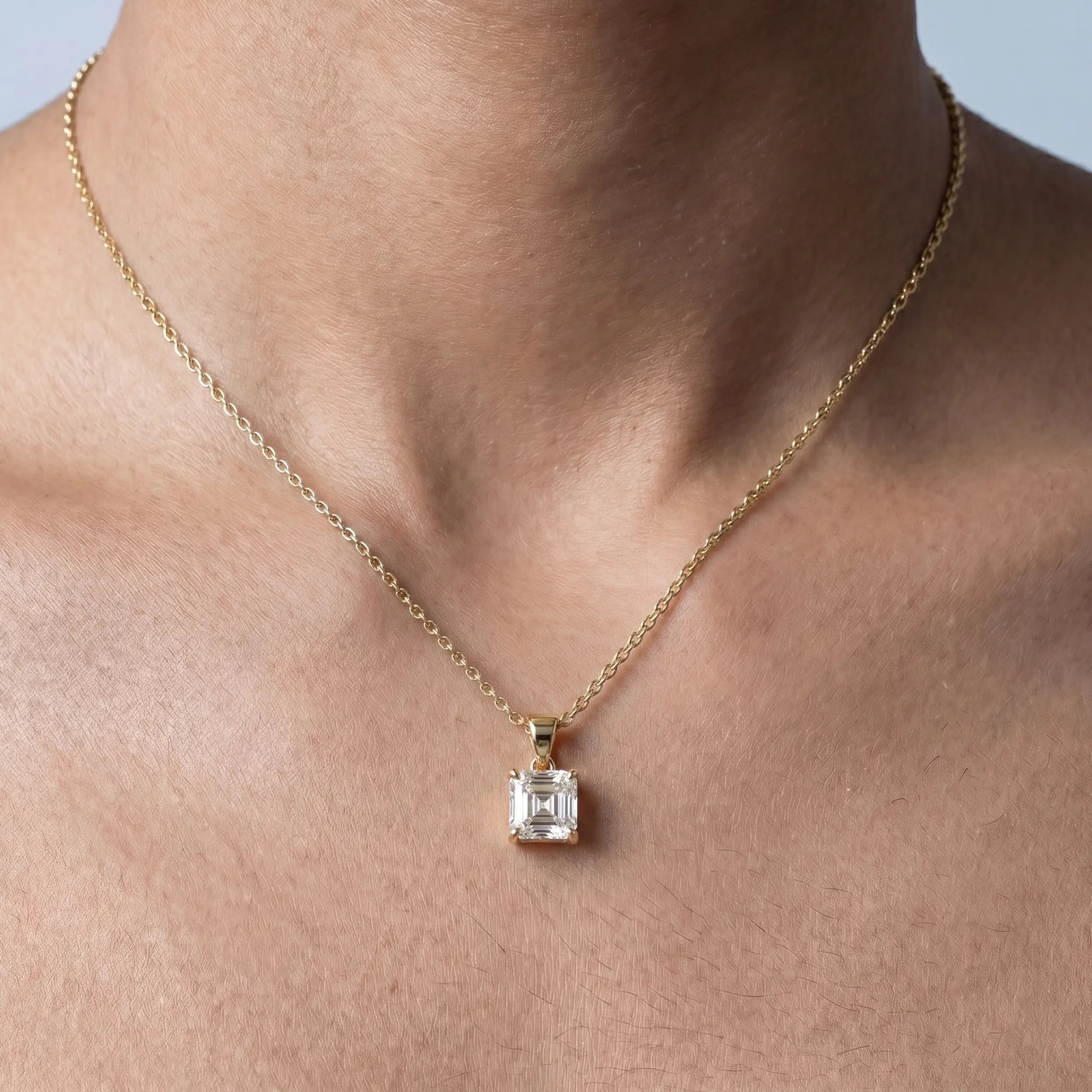 Asscher Cut Diamond Solitaire Pendant