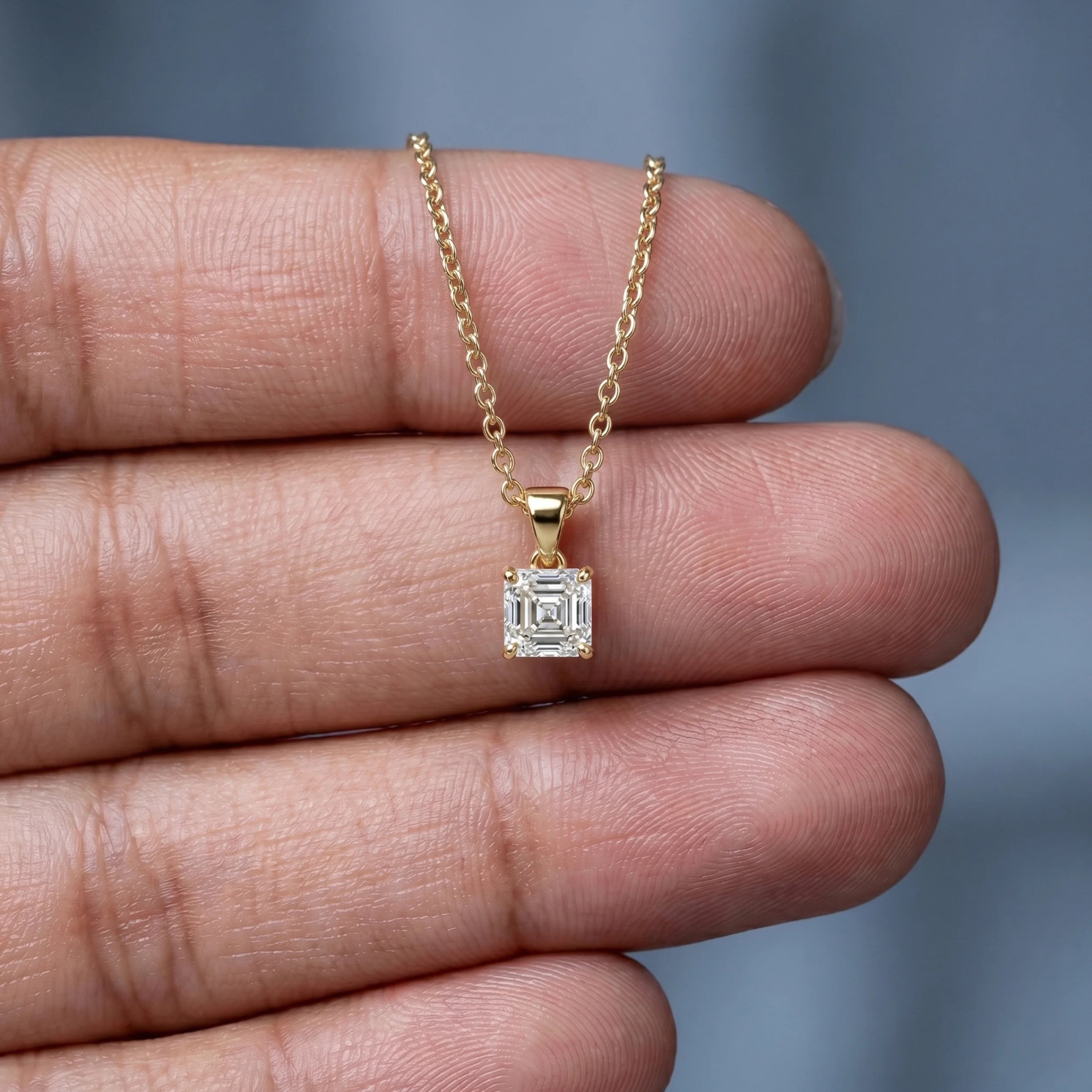 Asscher Cut Diamond Solitaire Pendant