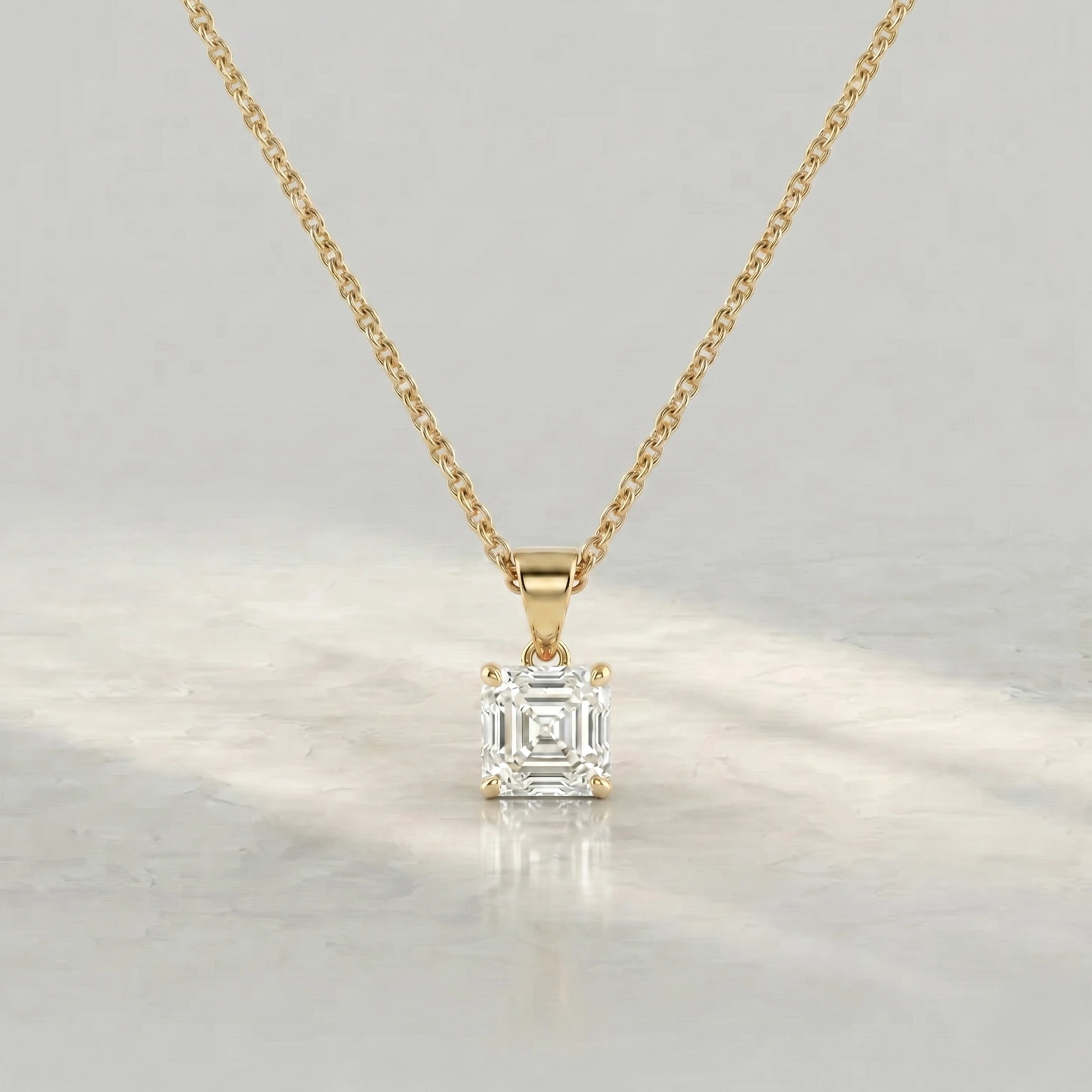 Asscher Cut Diamond Solitaire Pendant