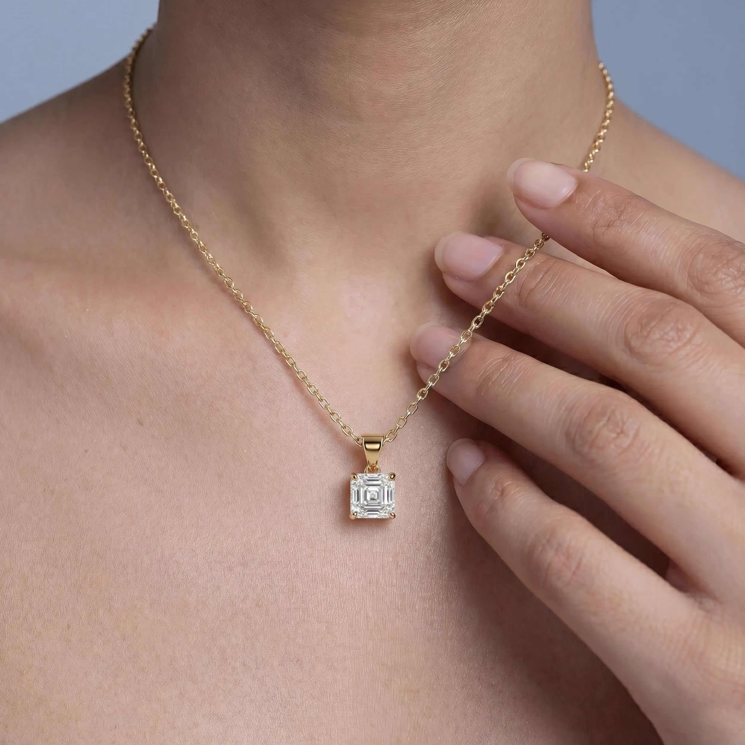 Asscher Cut Diamond Solitaire Pendant