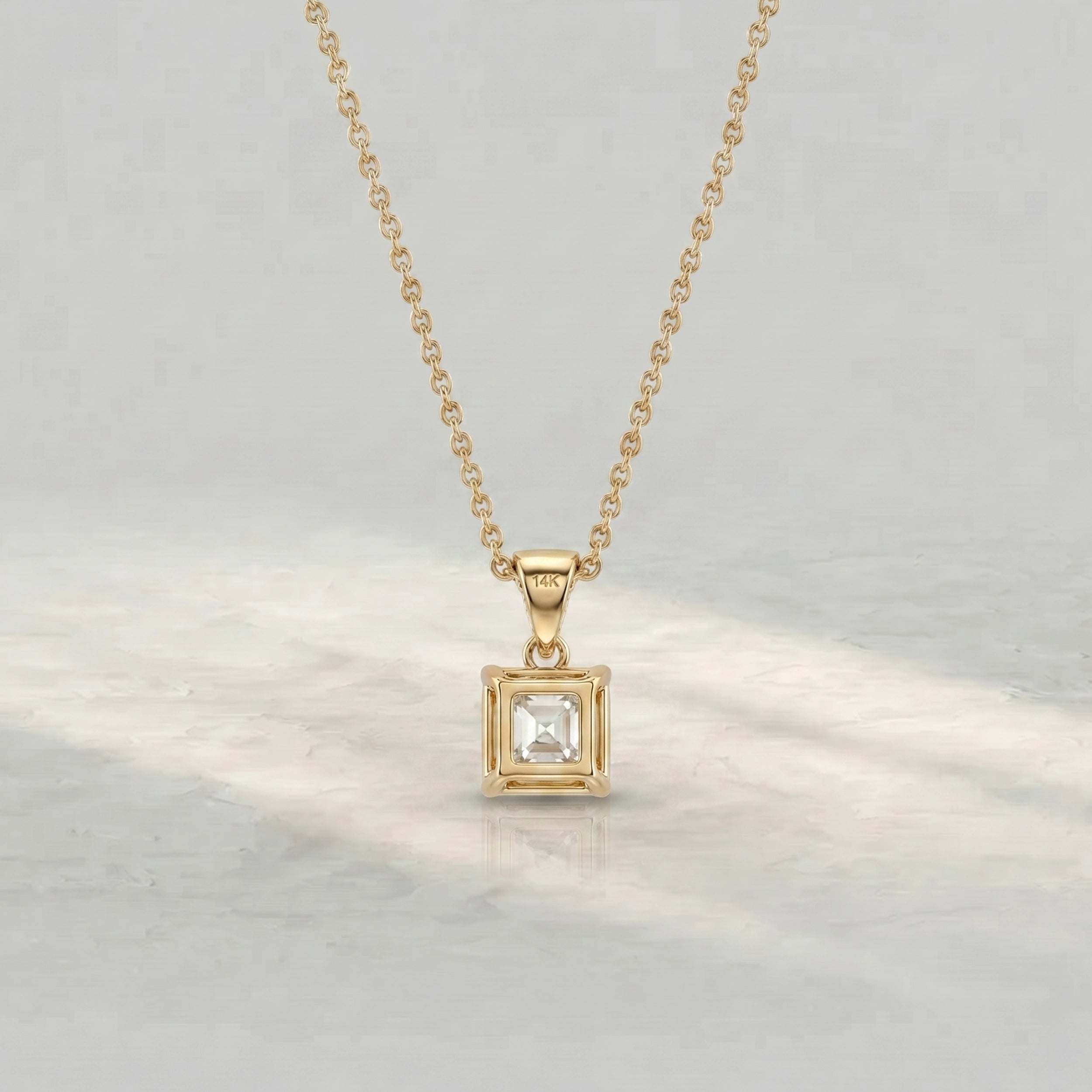 Asscher Cut Diamond Solitaire Pendant