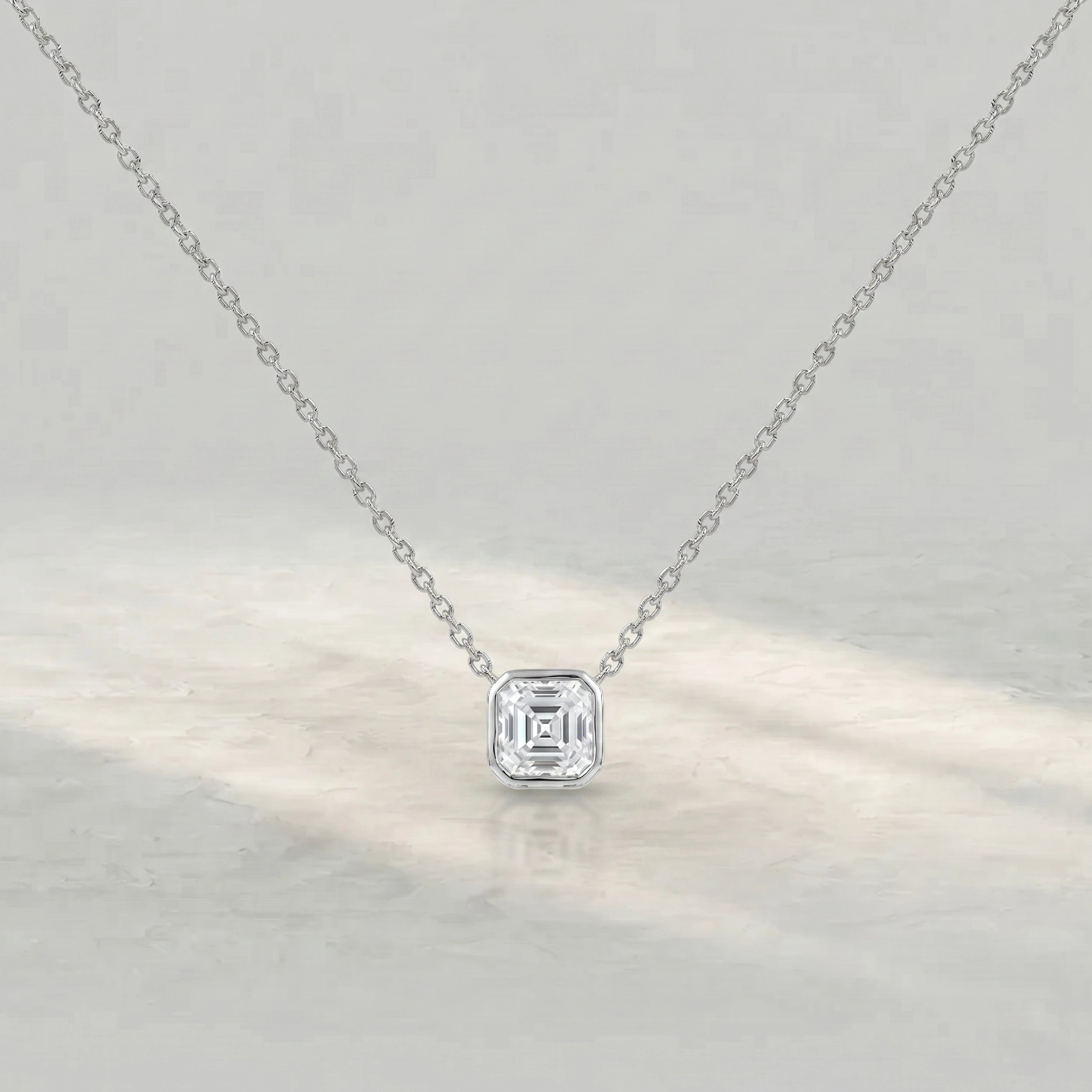 Asscher Lab Diamond Bezel Set Pendant