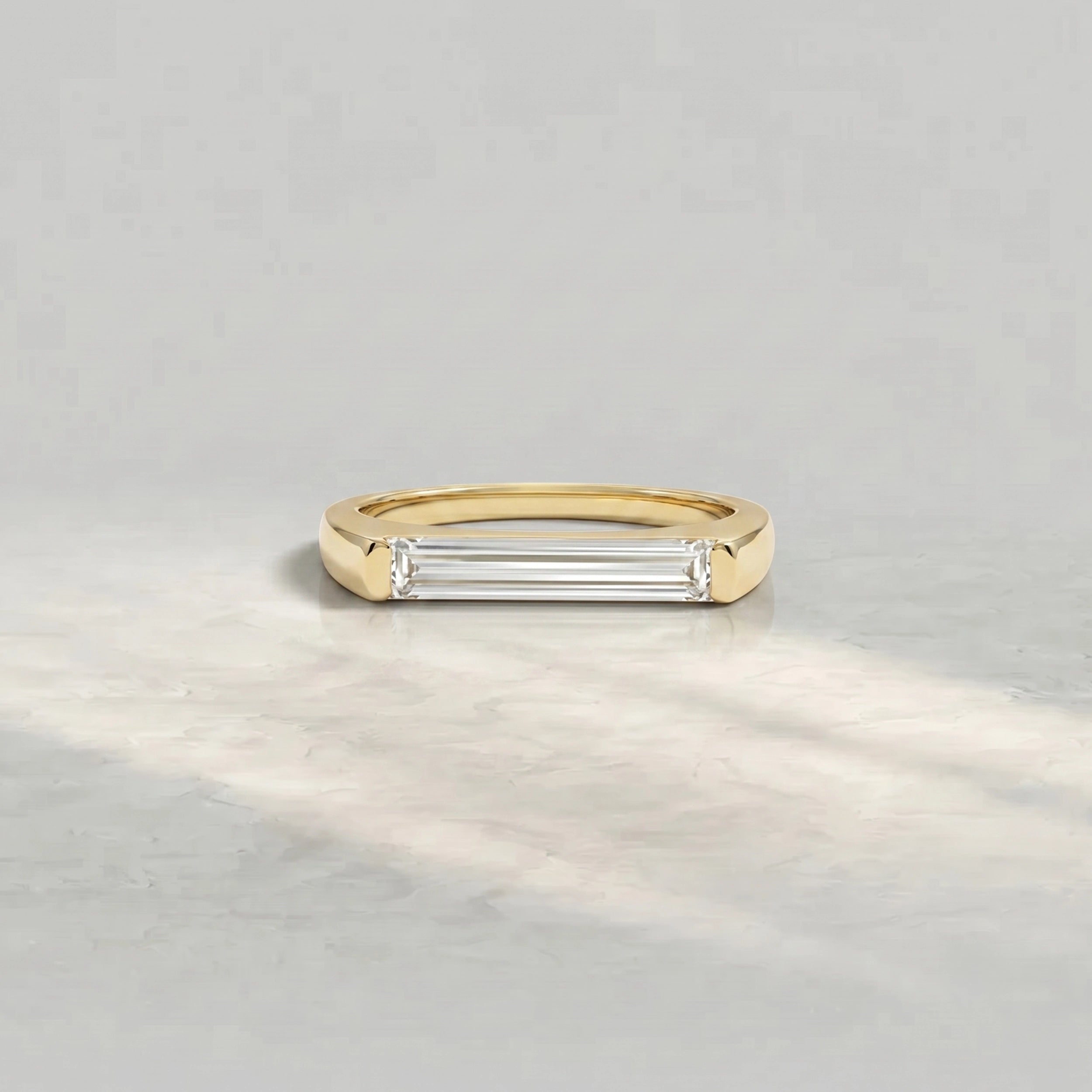 East West Baguette Lab Diamond Solitaire Ring Rings