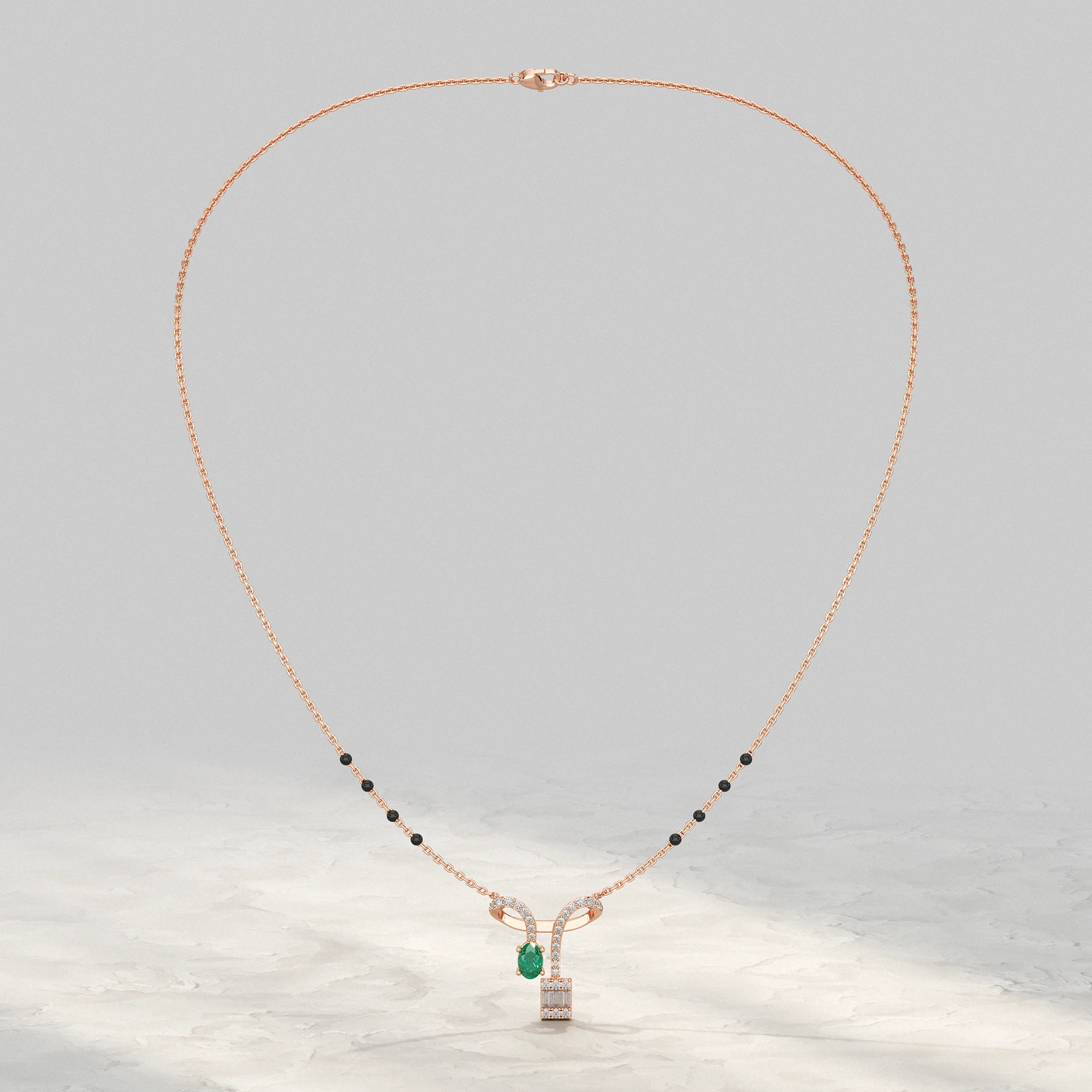 Baguette And Oval Linear Drop Mangalsutra