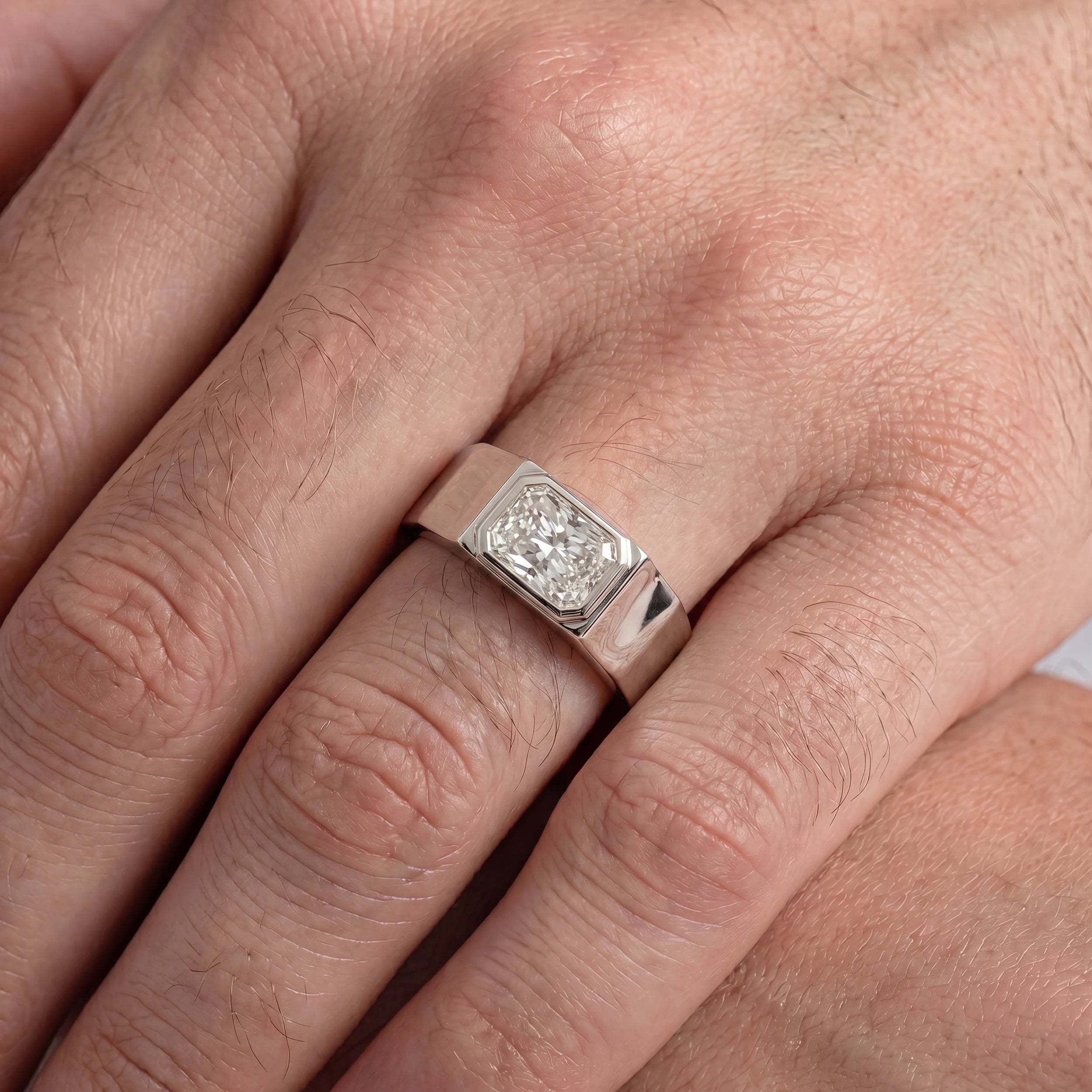 East West Radiant Cut Men's Wedding Band