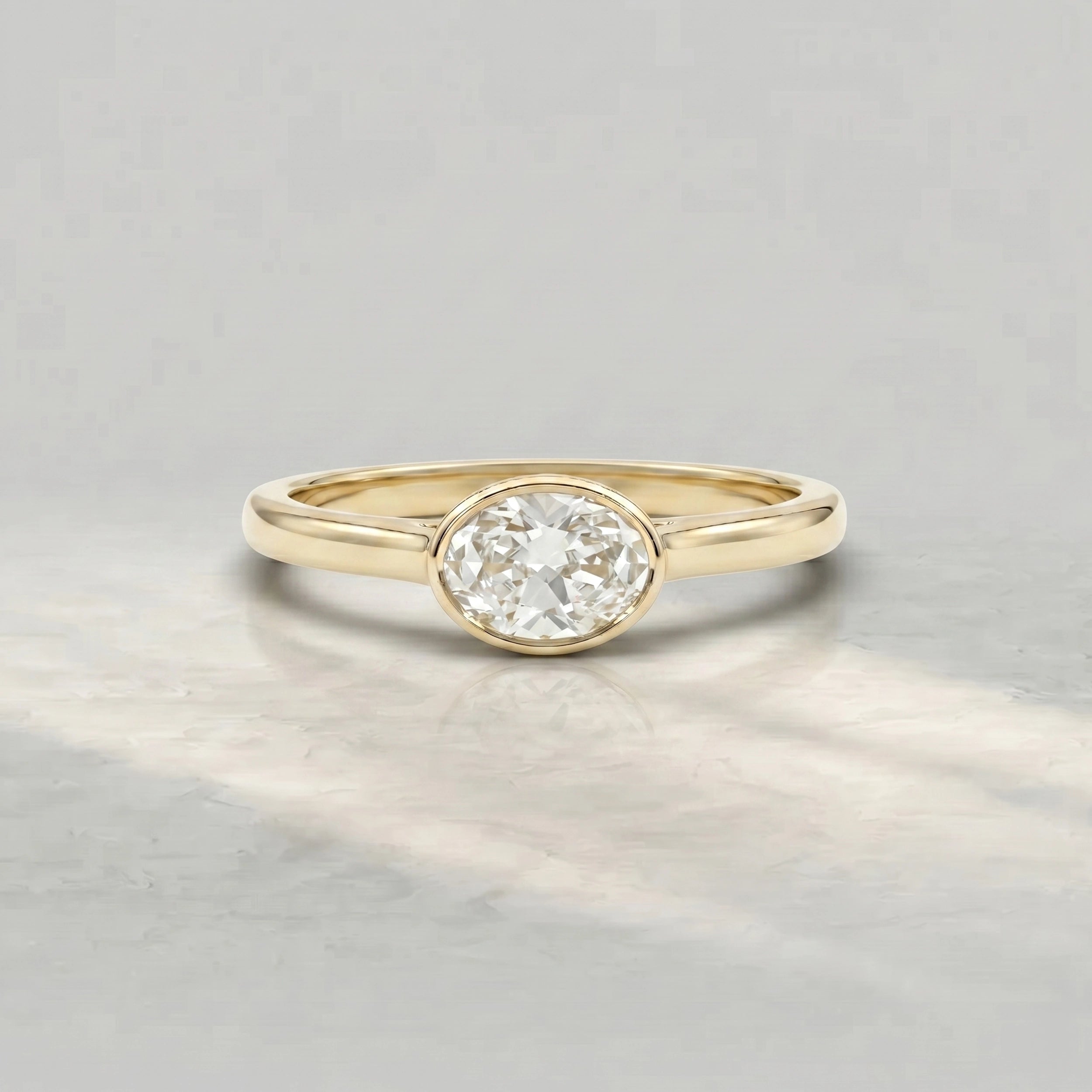 East West Oval Lab Diamond Bezel Set Ring