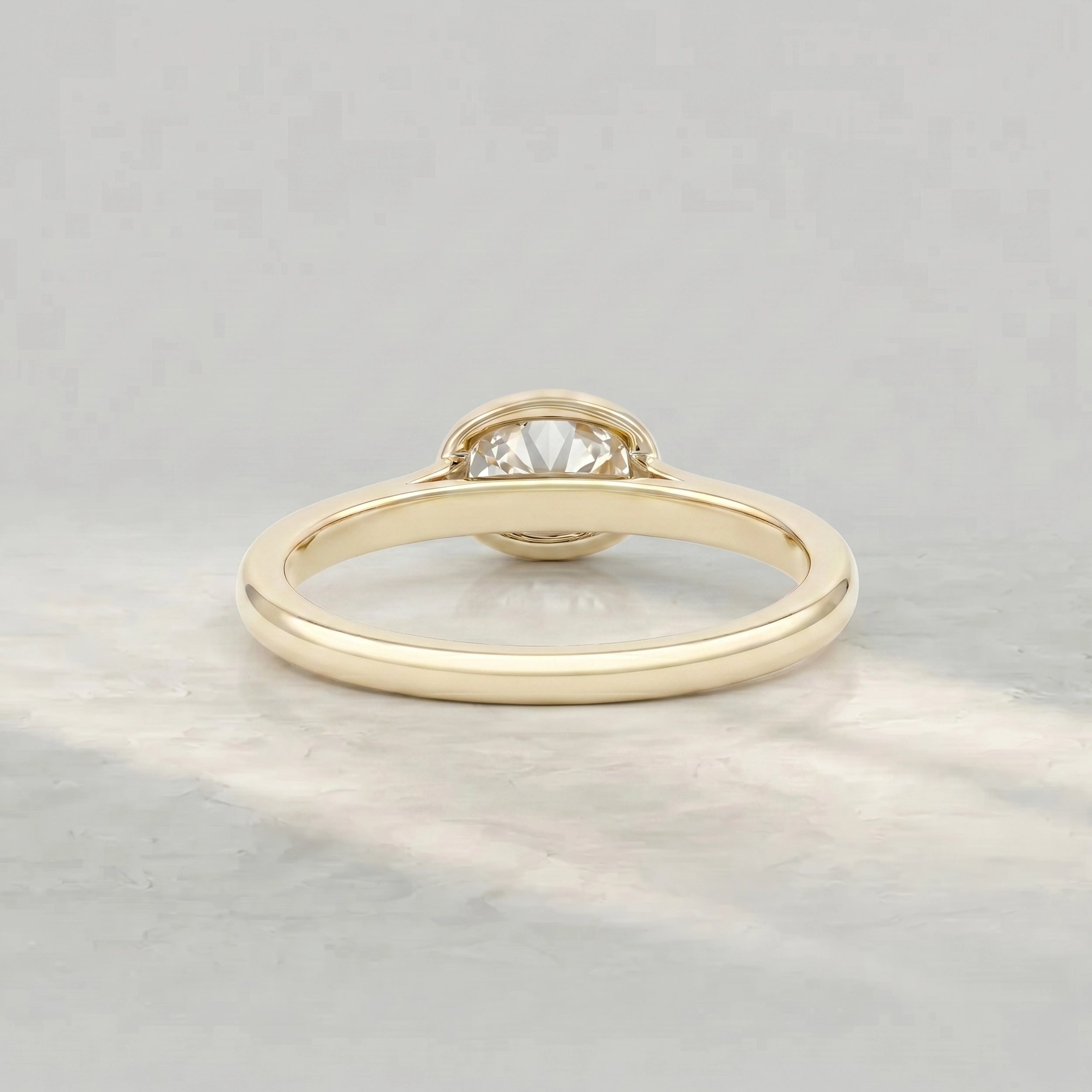 East West Oval Lab Diamond Bezel Set Ring
