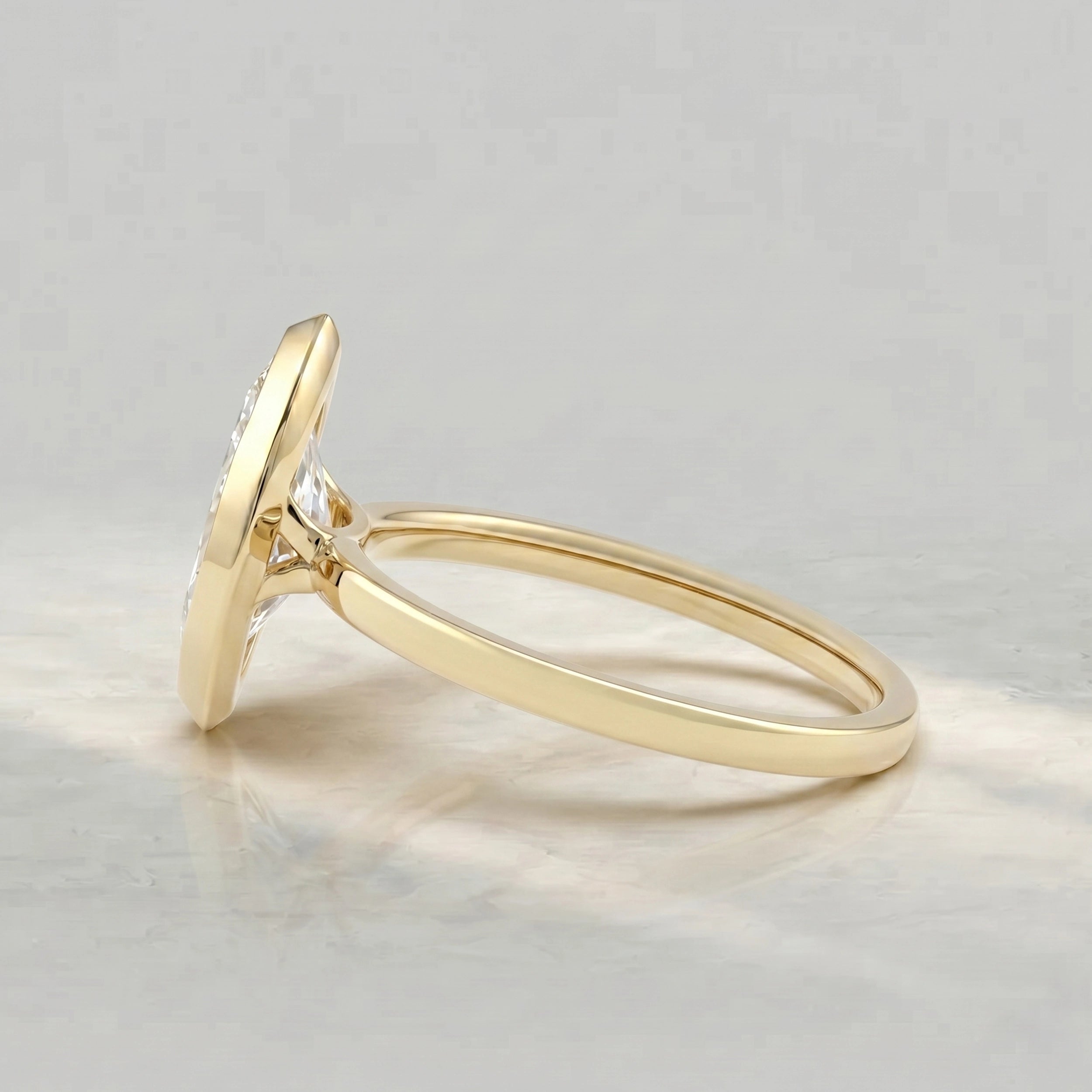 Bezel Set Marquise Lab Diamond Solitaire Ring