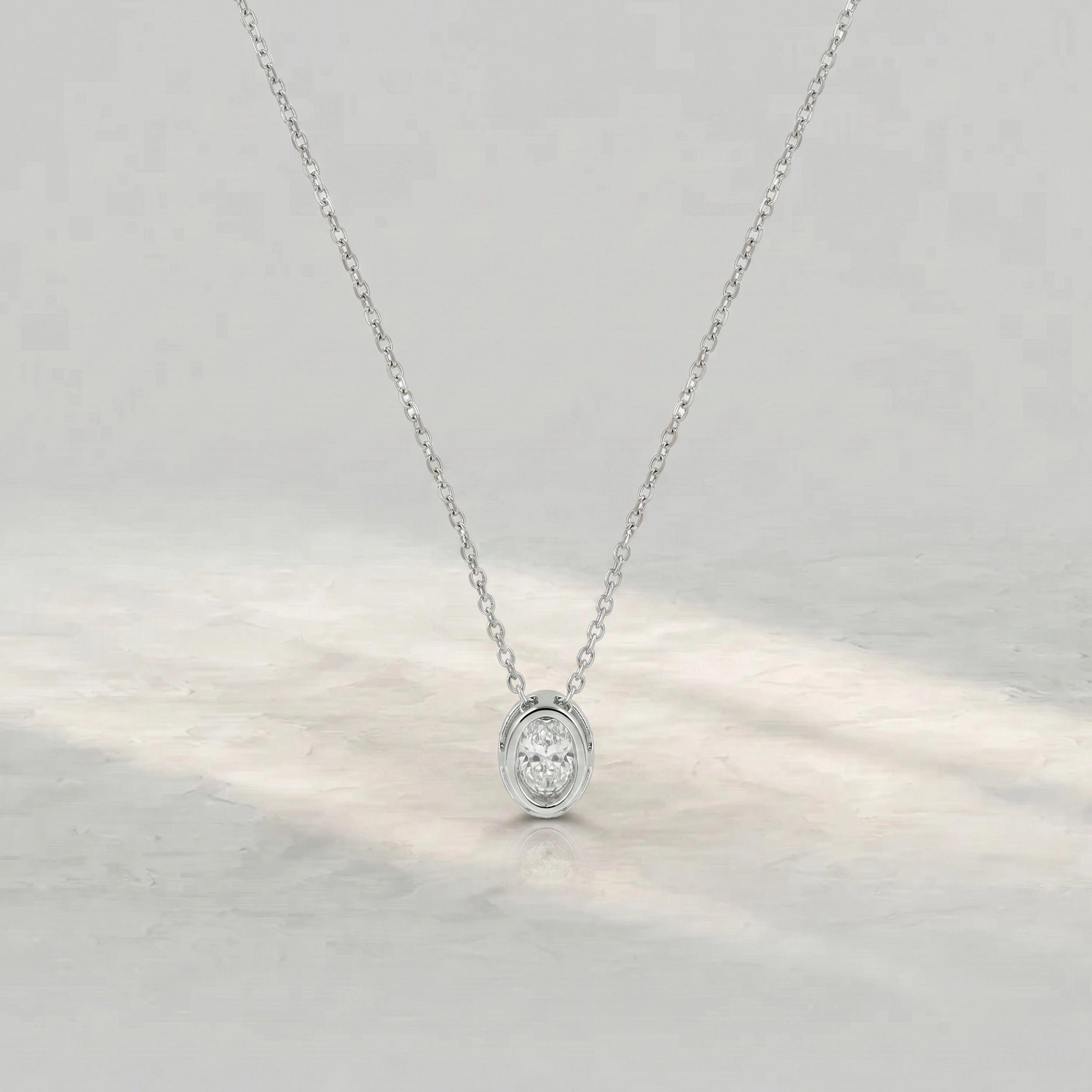 Bezel Set Oval Lab Diamond Pendant Pendant