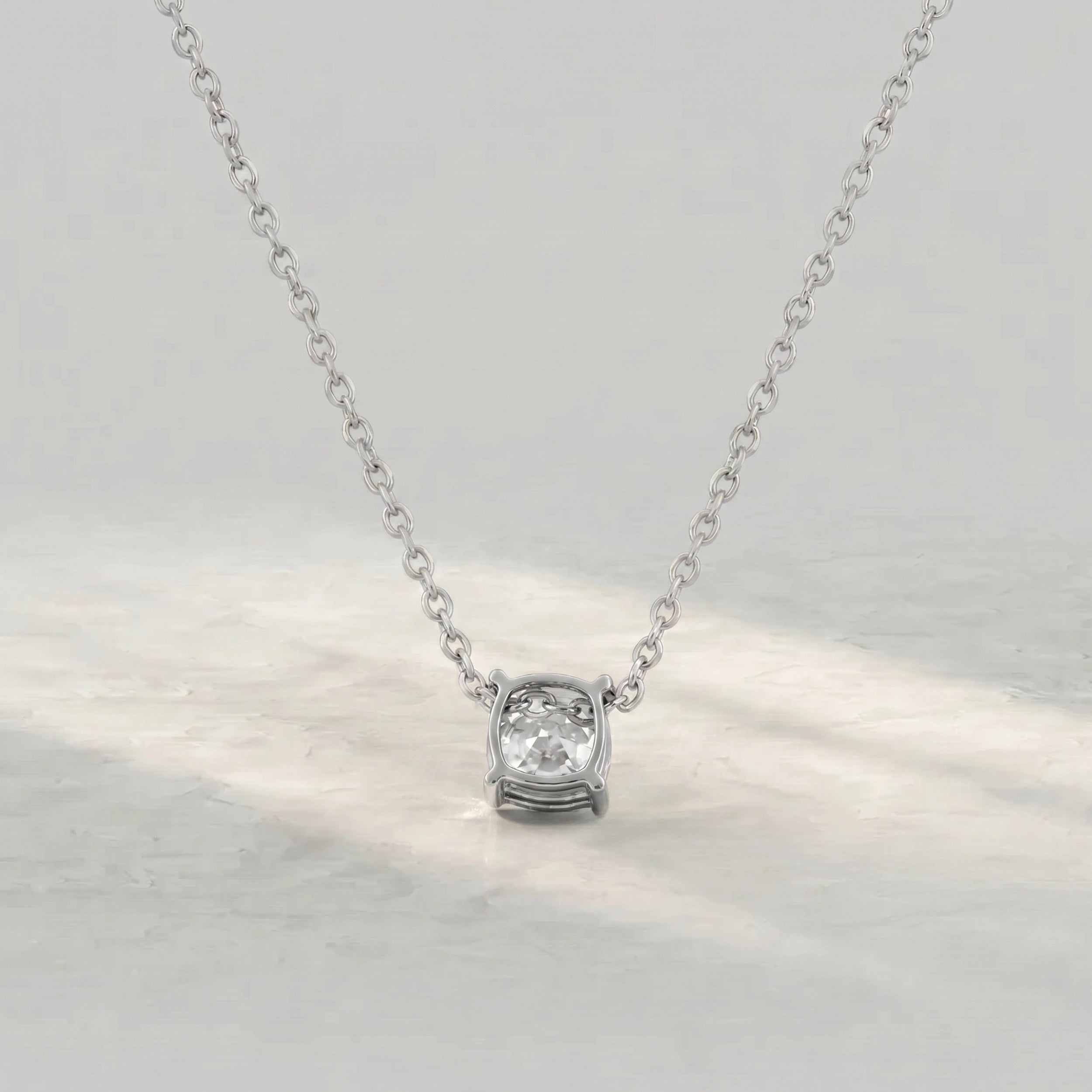 Square Cushion Lab Diamond Solitaire Pendant