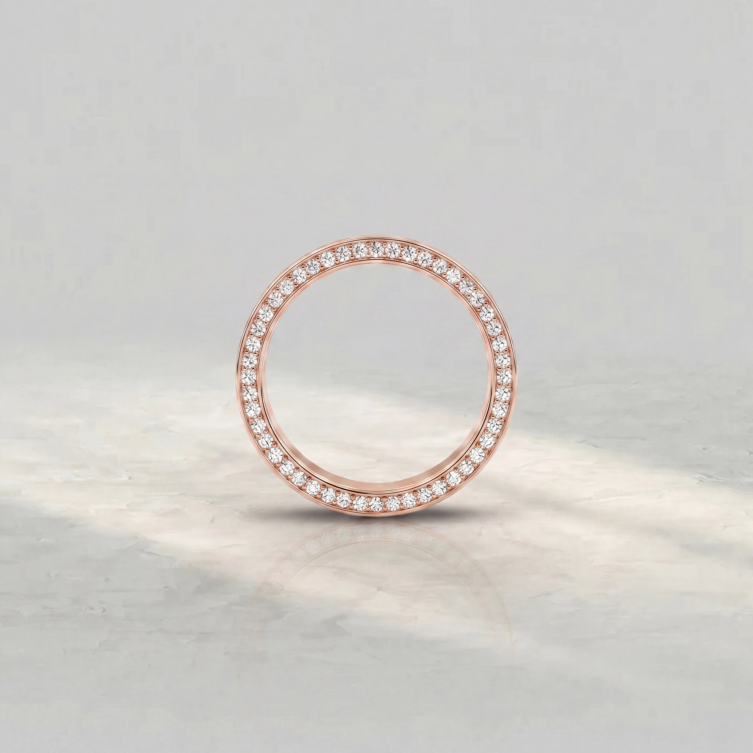Brushed Round Diamond Hidden Men's Wedding Band
