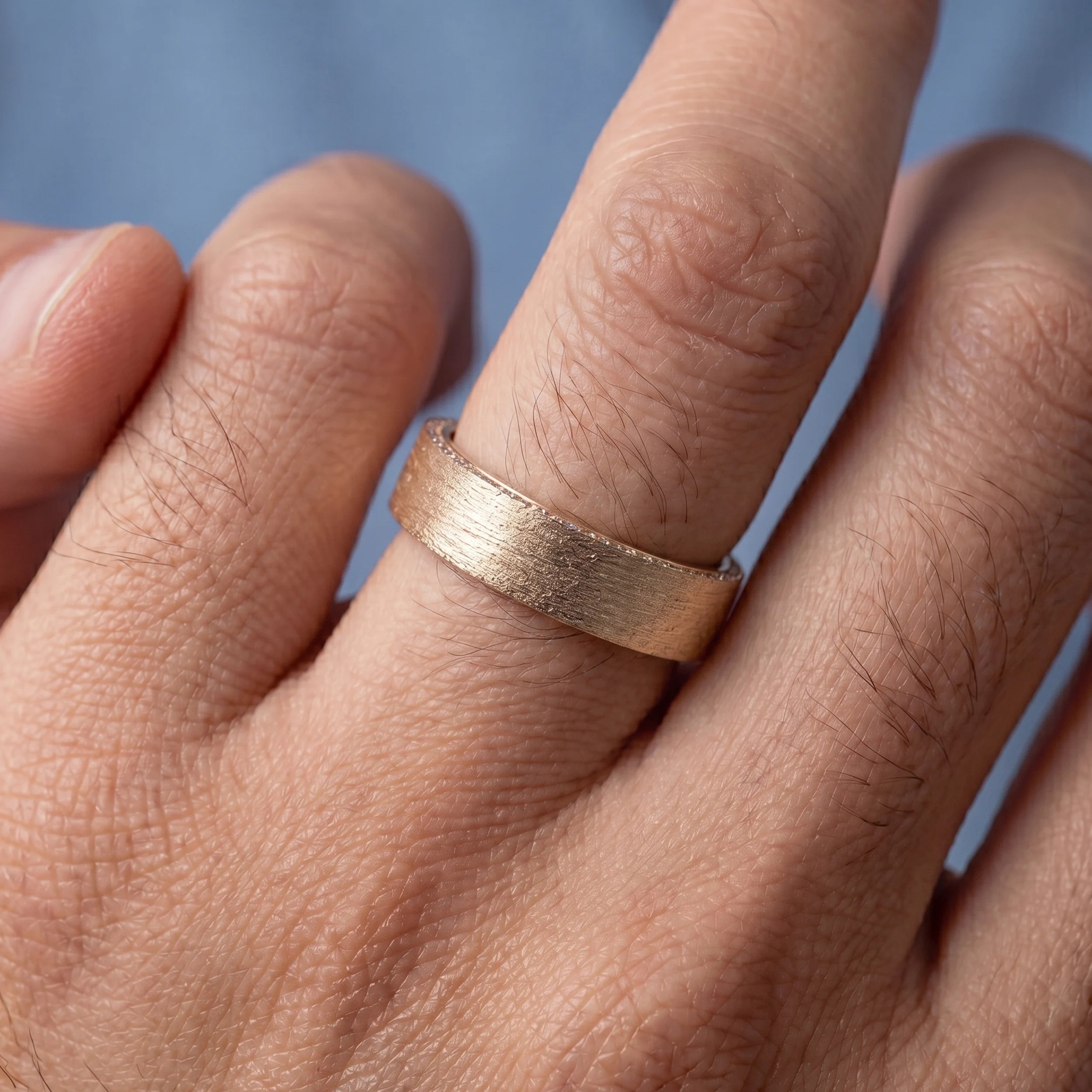 Brushed Round Diamond Hidden Men's Wedding Band