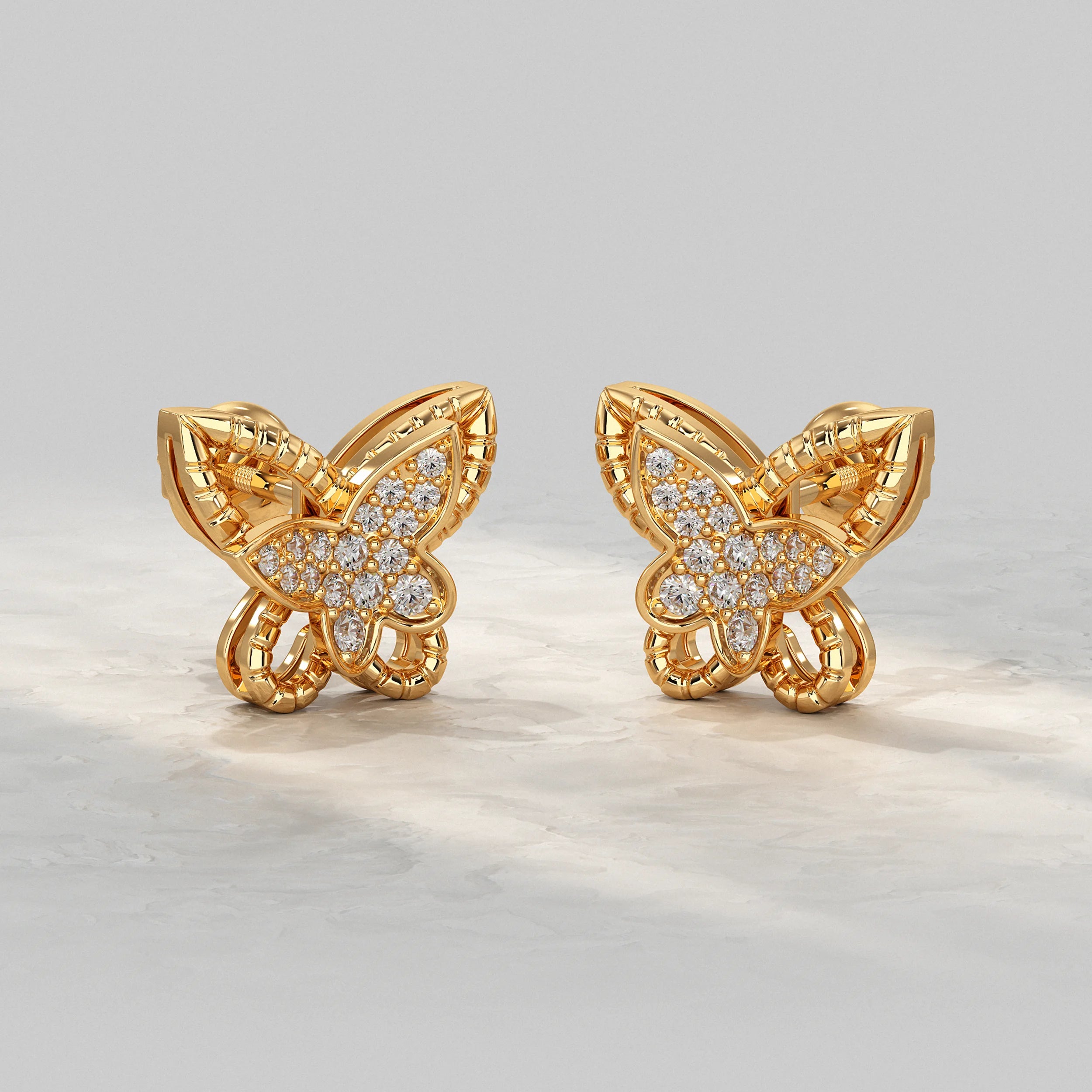 Dual Butterfly Lab Diamond Stud Earrings