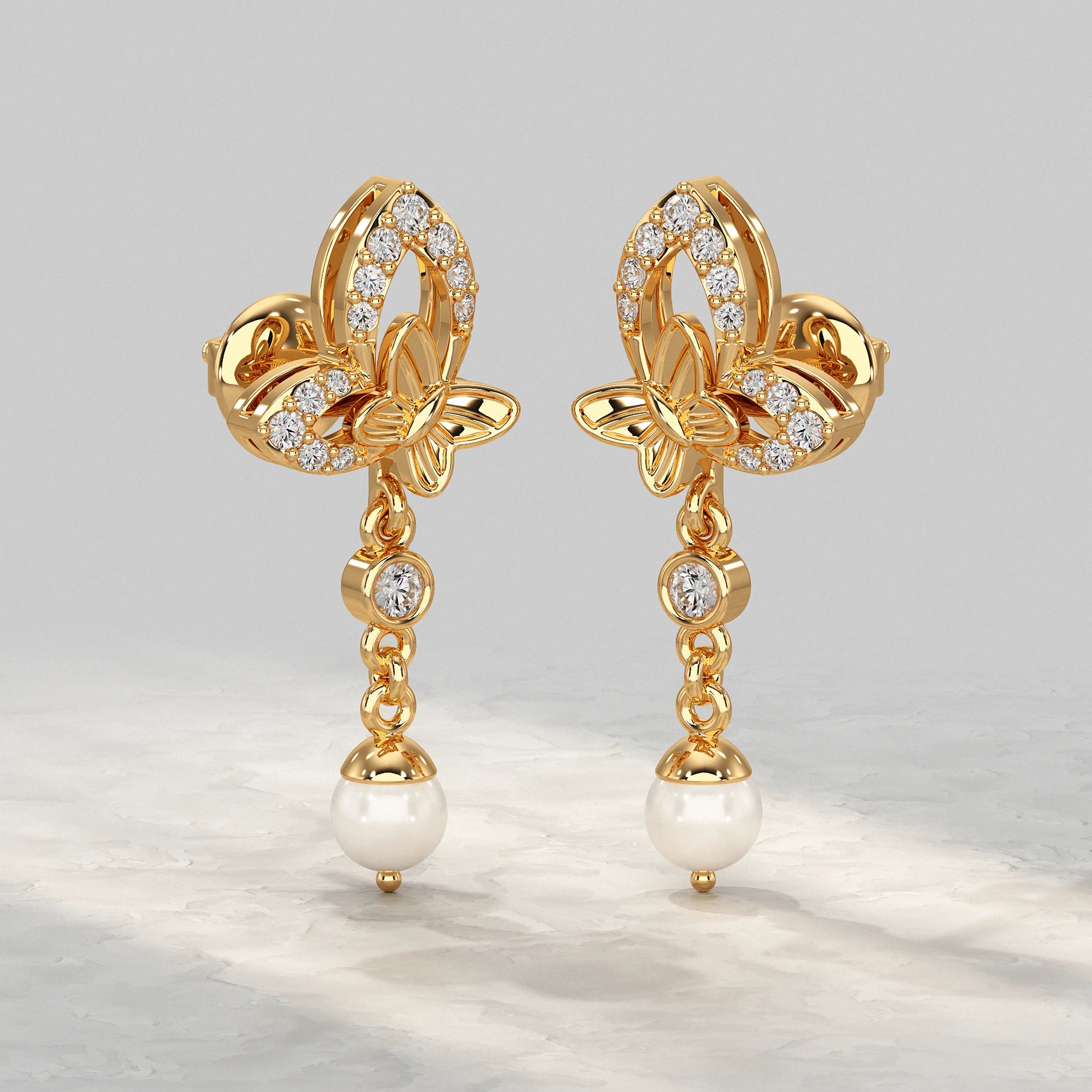 Butterfly Drop Dangle Lab Diamond Earring