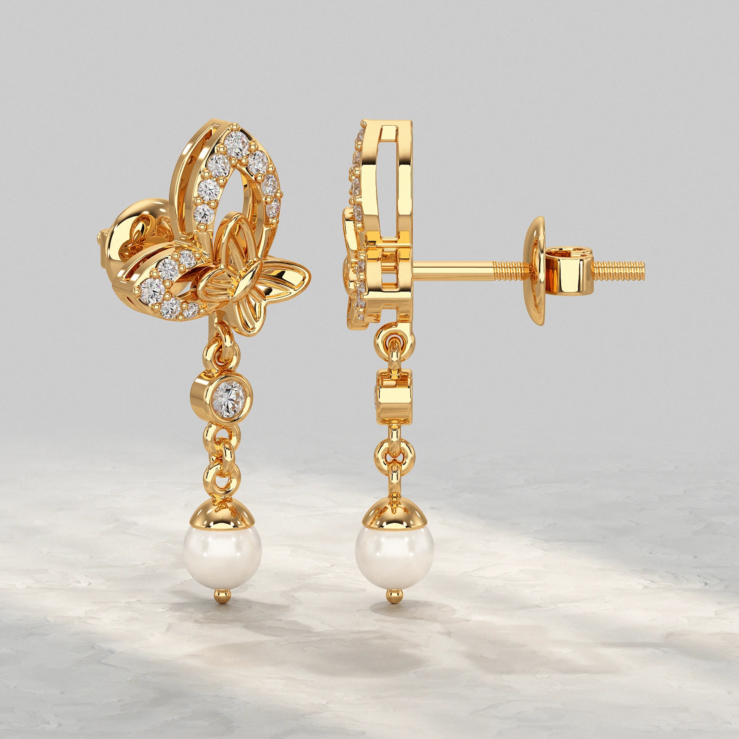 Butterfly Drop Dangle Lab Diamond Earring