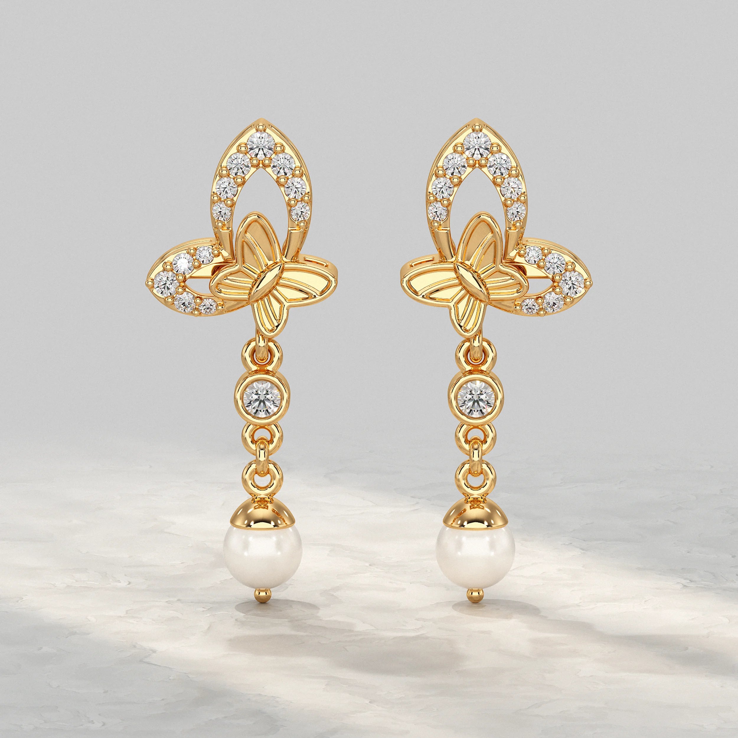 Butterfly Drop Dangle Lab Diamond Earring