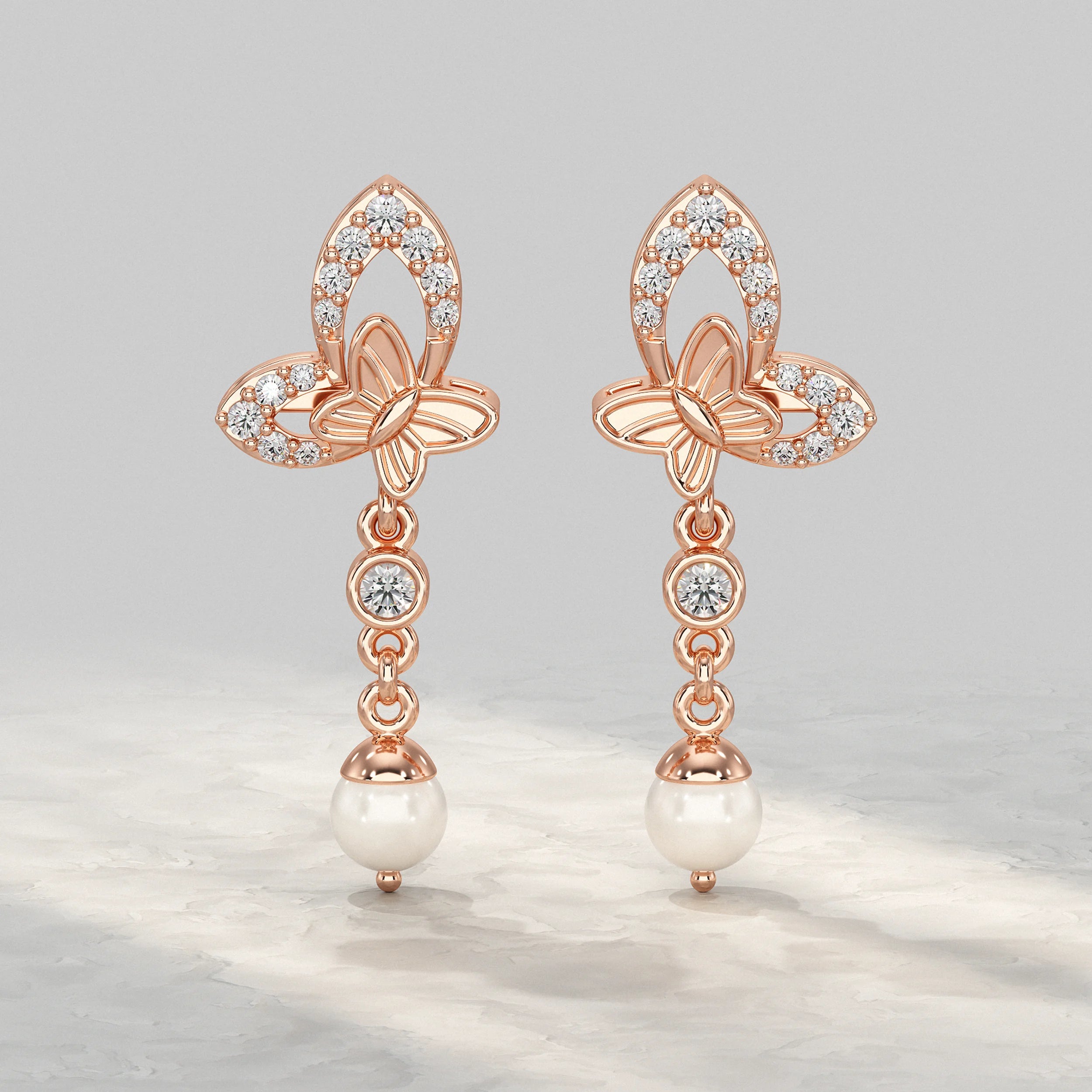 Butterfly Drop Dangle Lab Diamond Earring