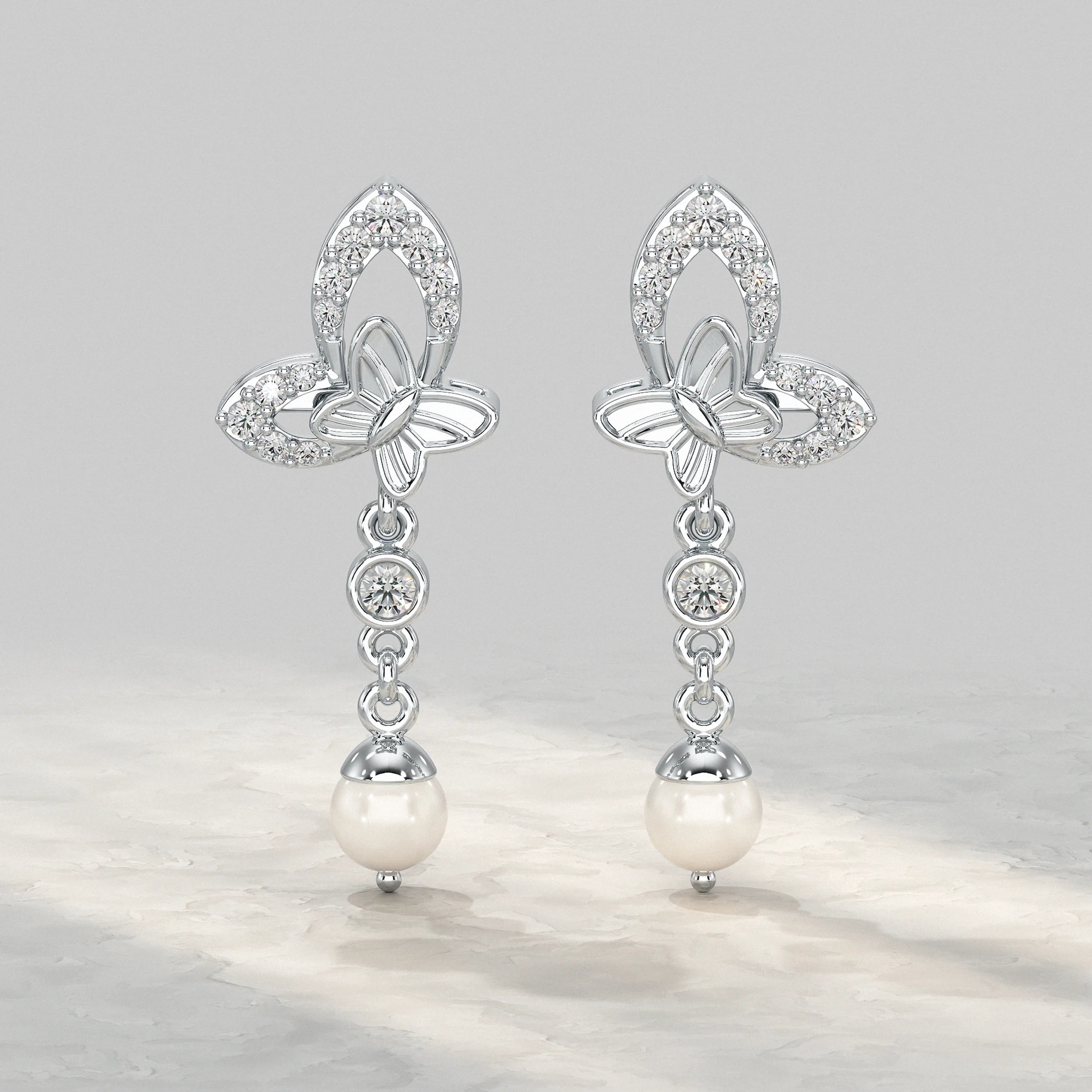 Butterfly Drop Dangle Lab Diamond Earring