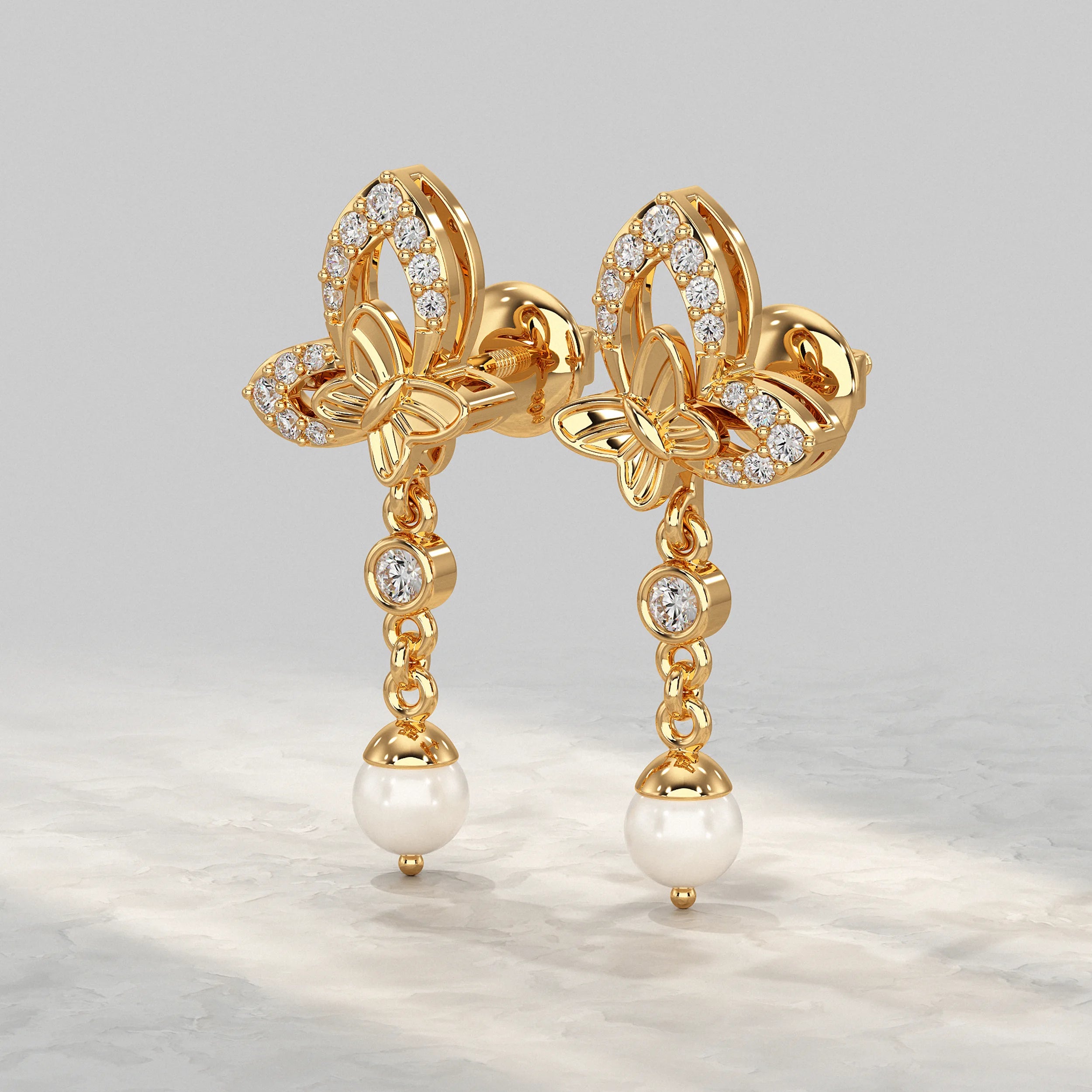 Butterfly Drop Dangle Lab Diamond Earring