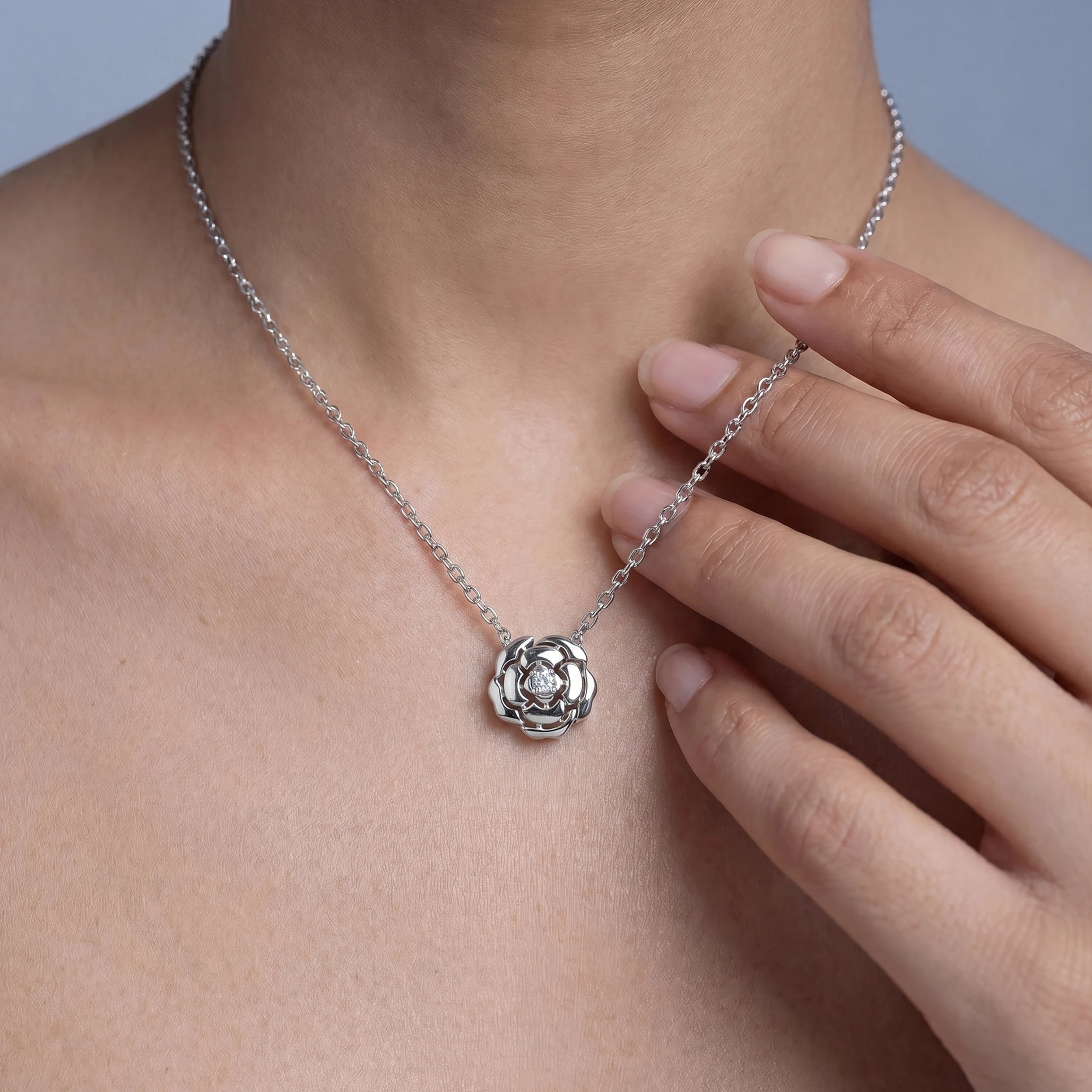 Chanel Camellia Flower Round Diamond Pendant