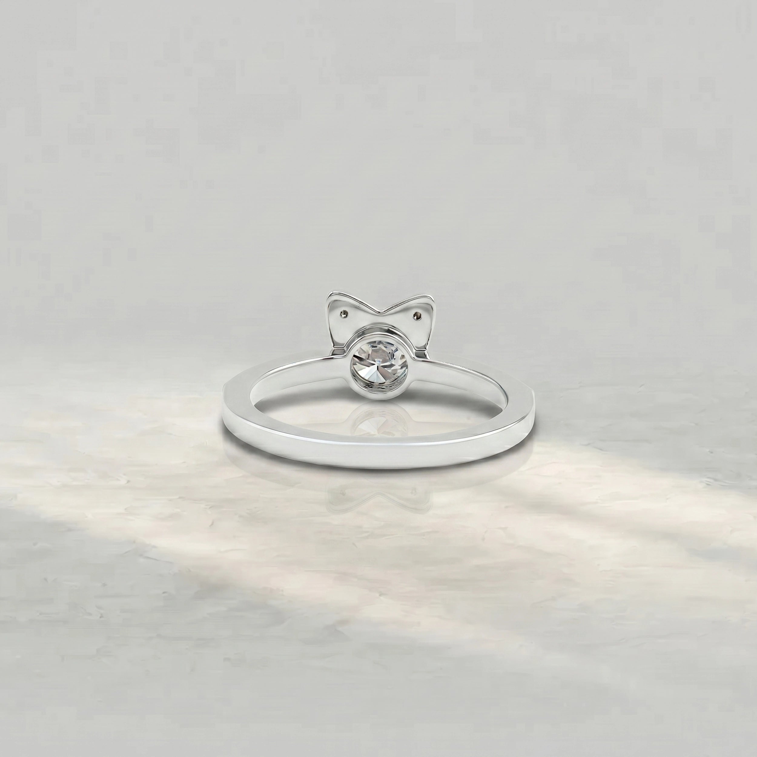 Round Lab Diamond Cat Shape Engagement Ring