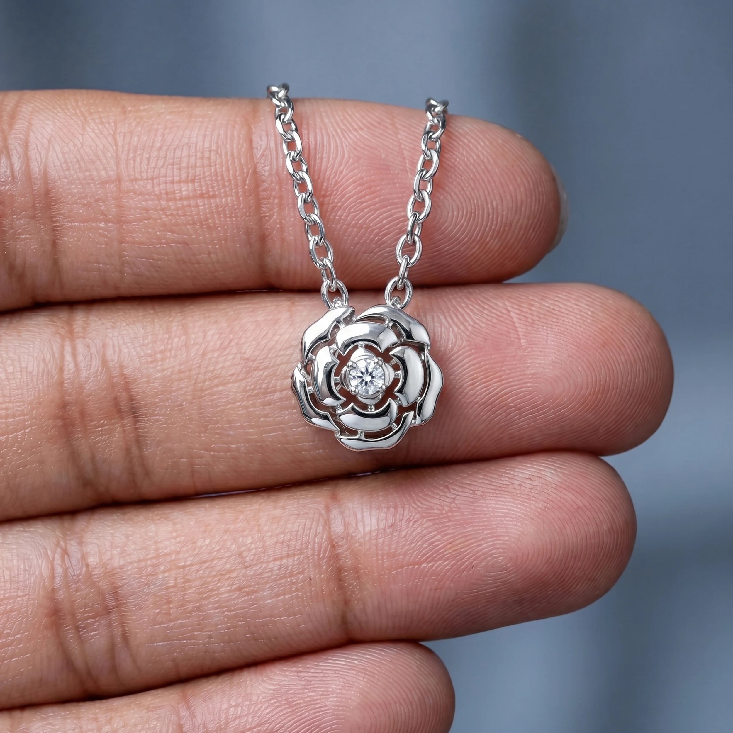 Chanel Camellia Flower Round Diamond Pendant