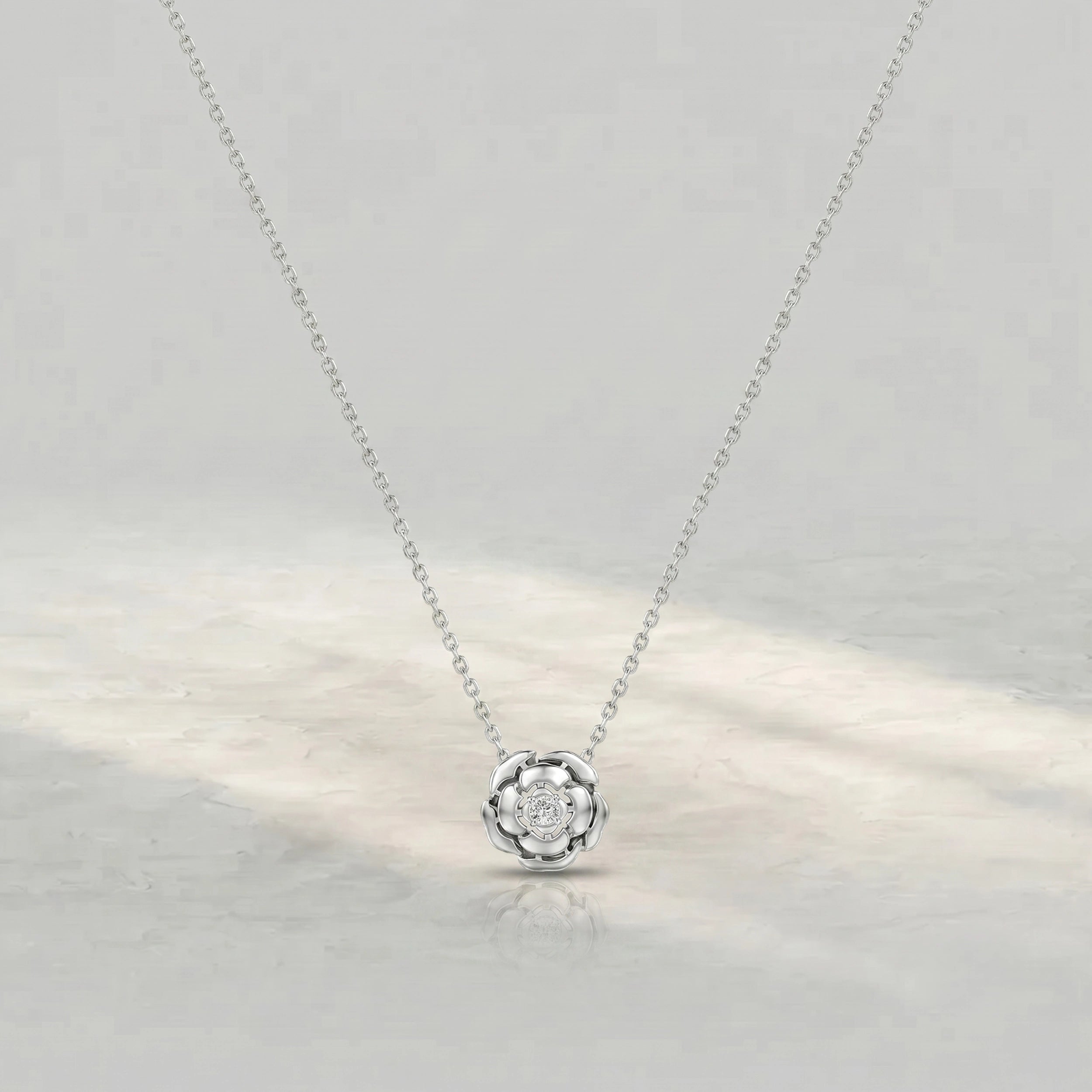 Chanel Camellia Flower Round Diamond Pendant