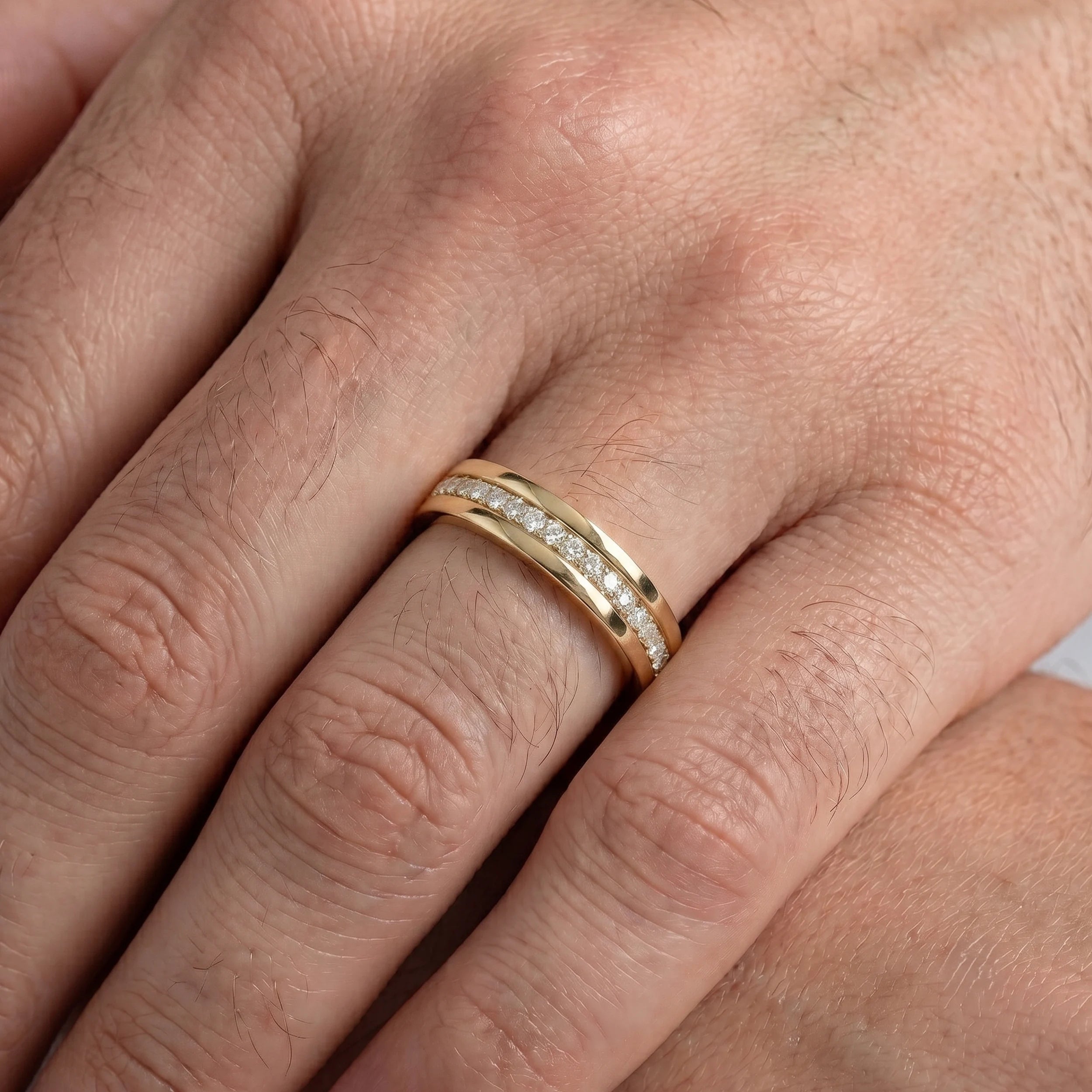 Channel Set Two Tone Lab Diamond Men's Band