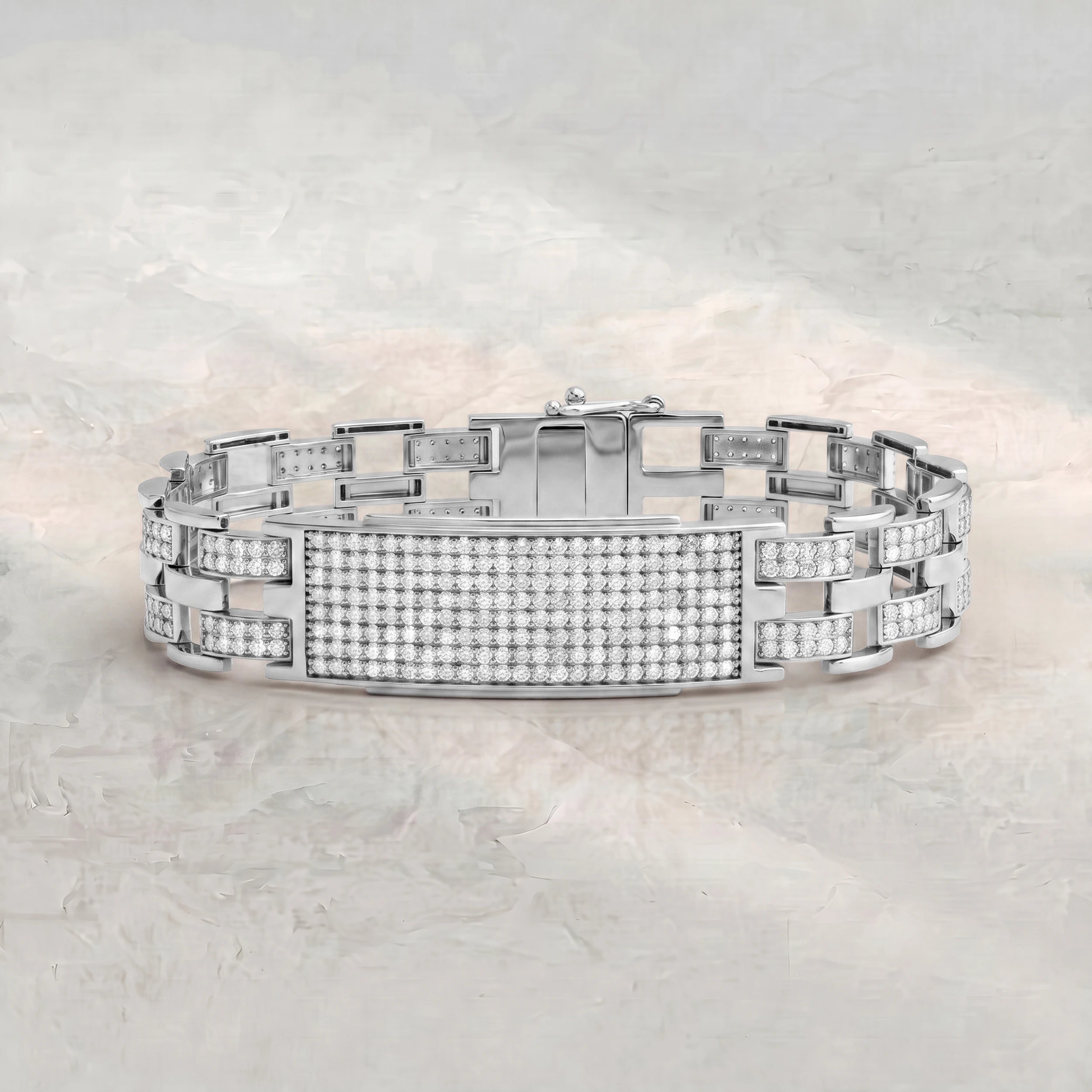 Pave Set Round Diamond Men's Bracelet