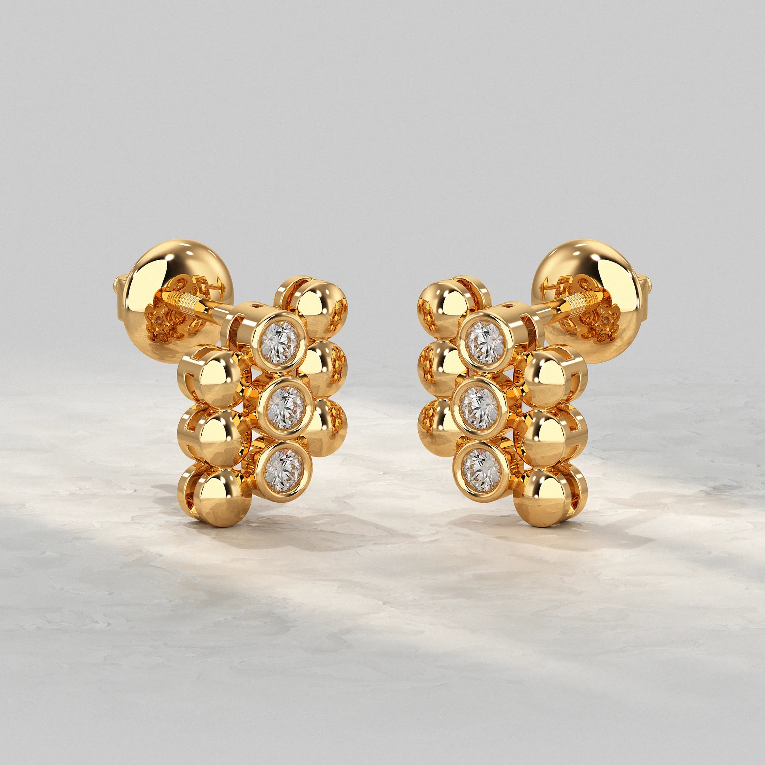 Bubble Cluster Diamond Pattern Stud Earrings