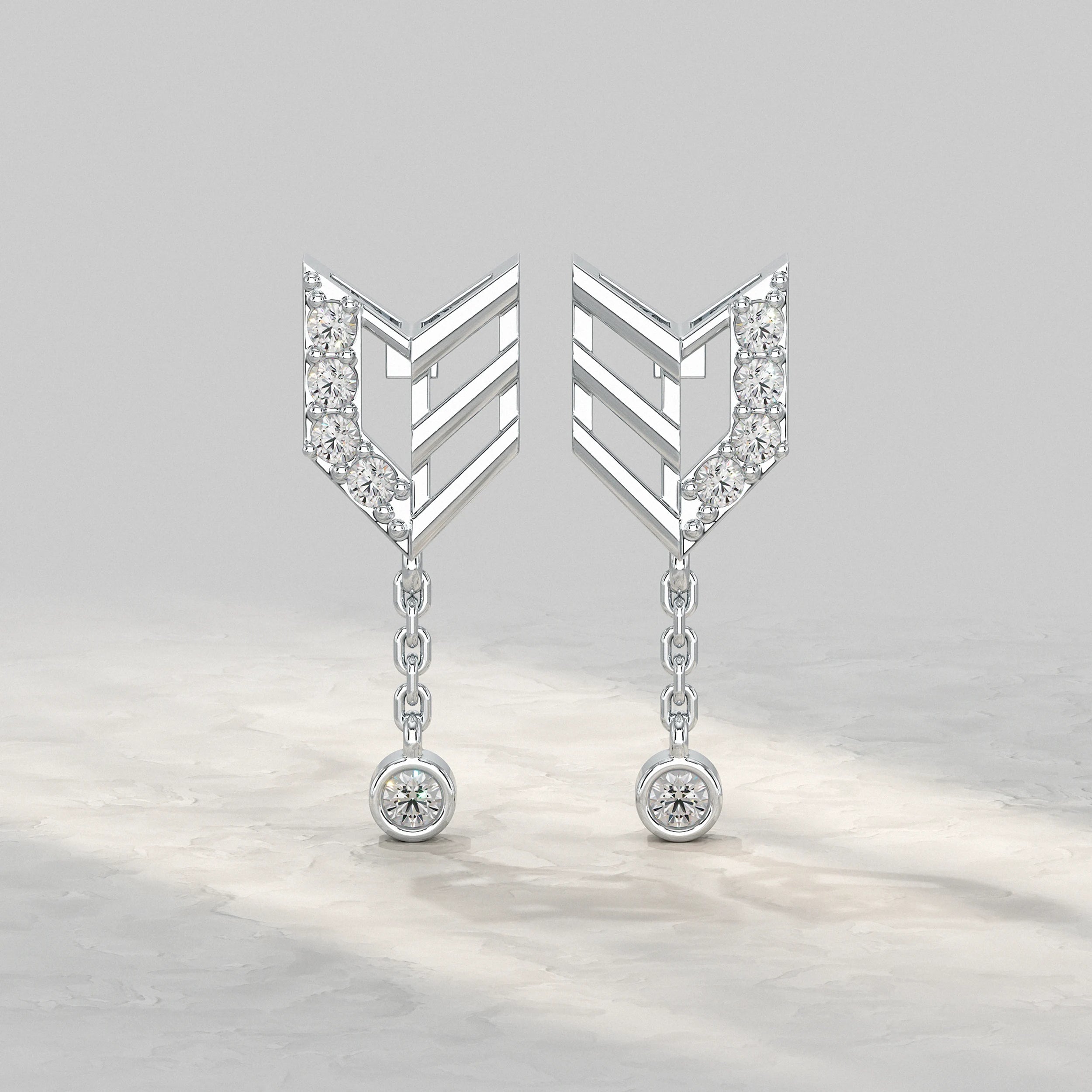 Geometric Diamond Chain Drop Earrings