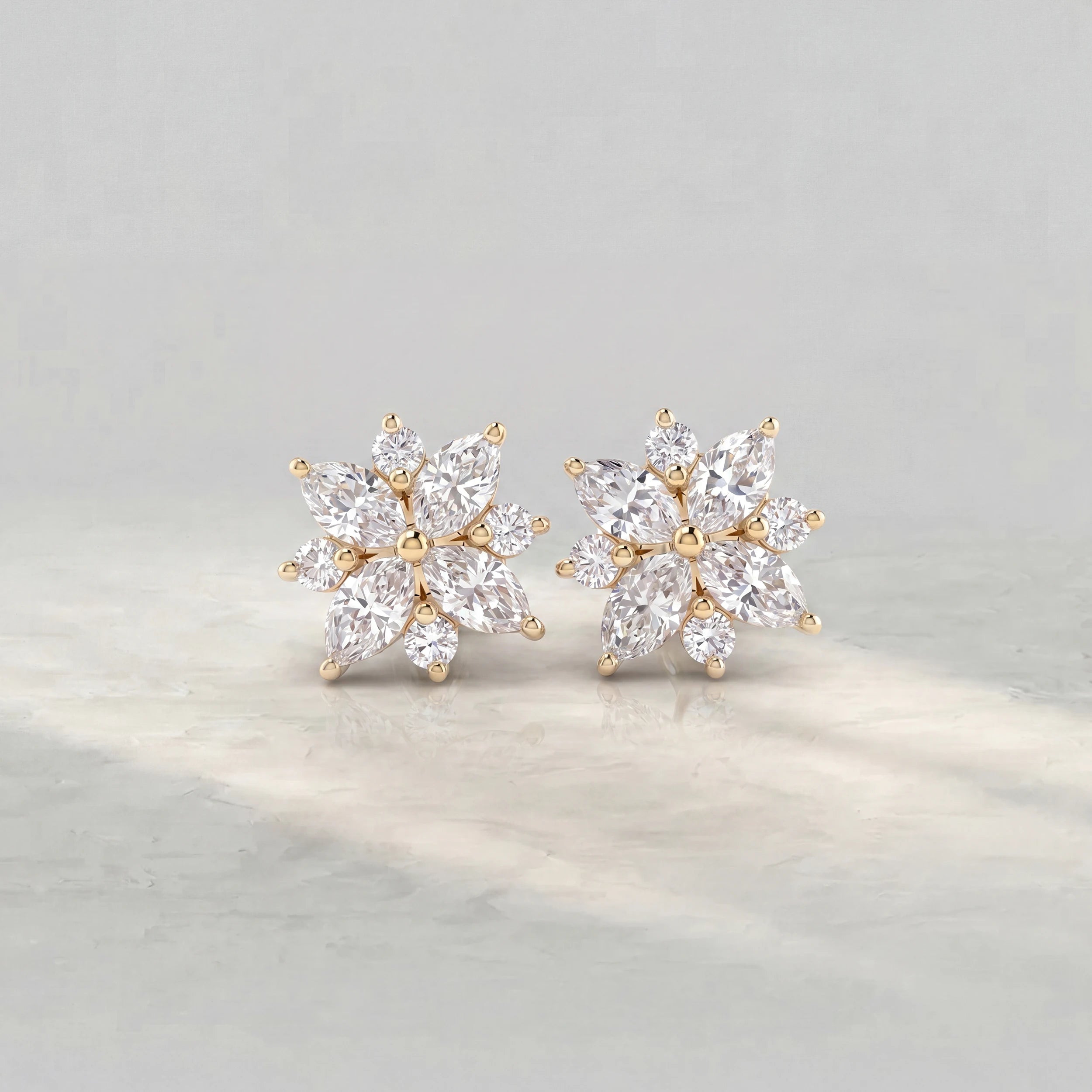 Marquise Lab Cluster Diamond Earrings