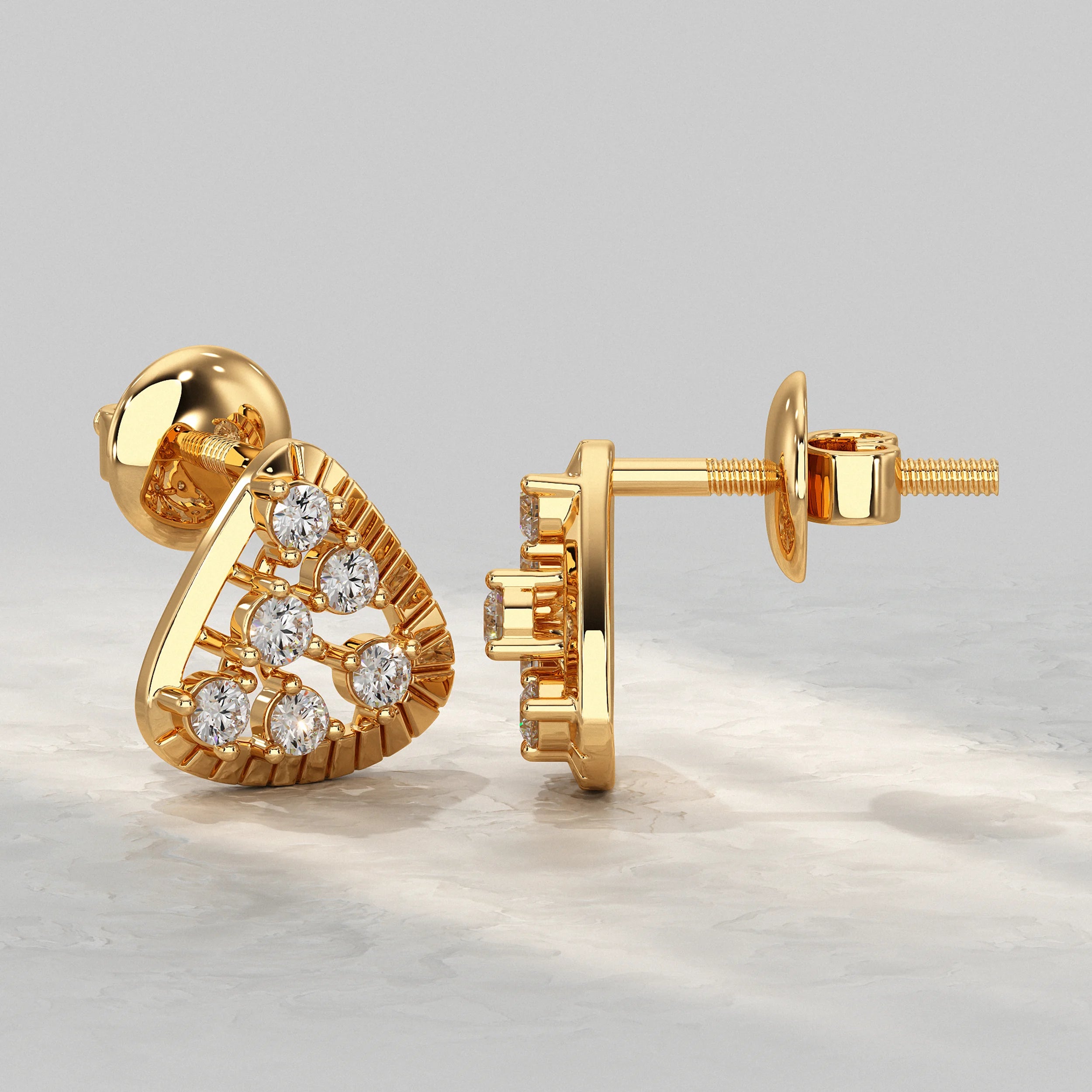 Round Lab Diamond Triangular Stud Earrings