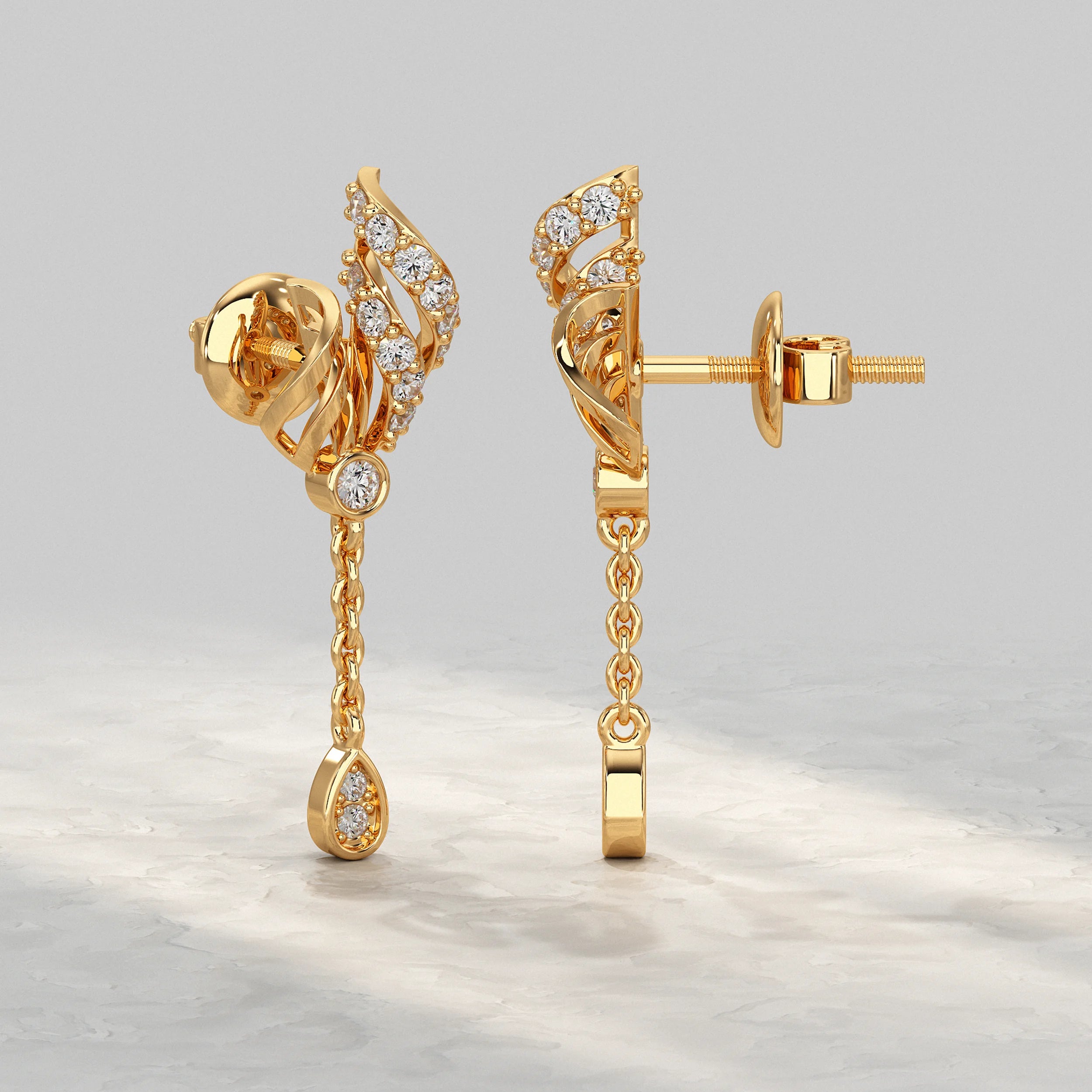 Twisted Lab Diamond Chain Drop Earrings