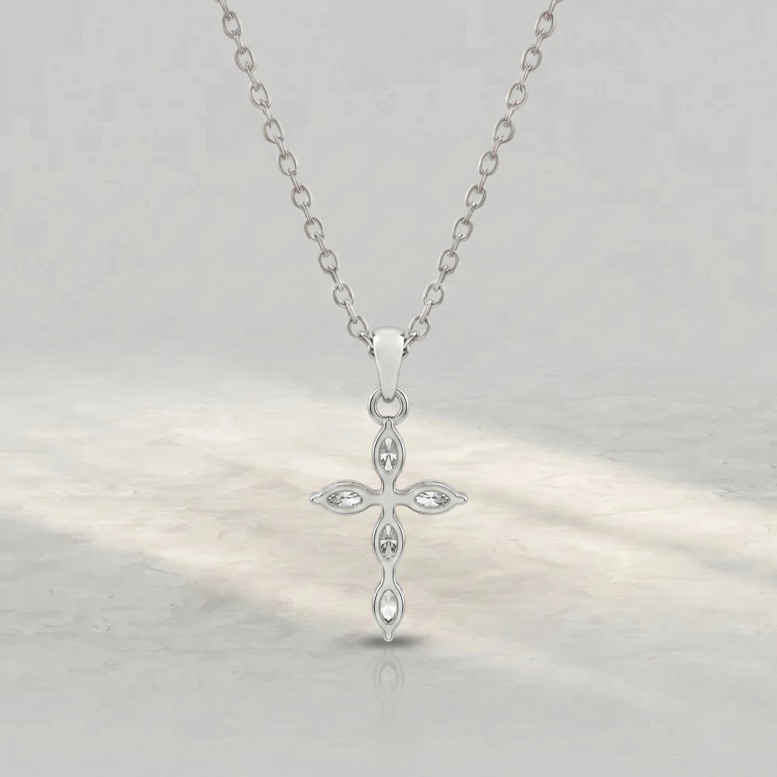 Marquise Lab Diamond Cross Pendant