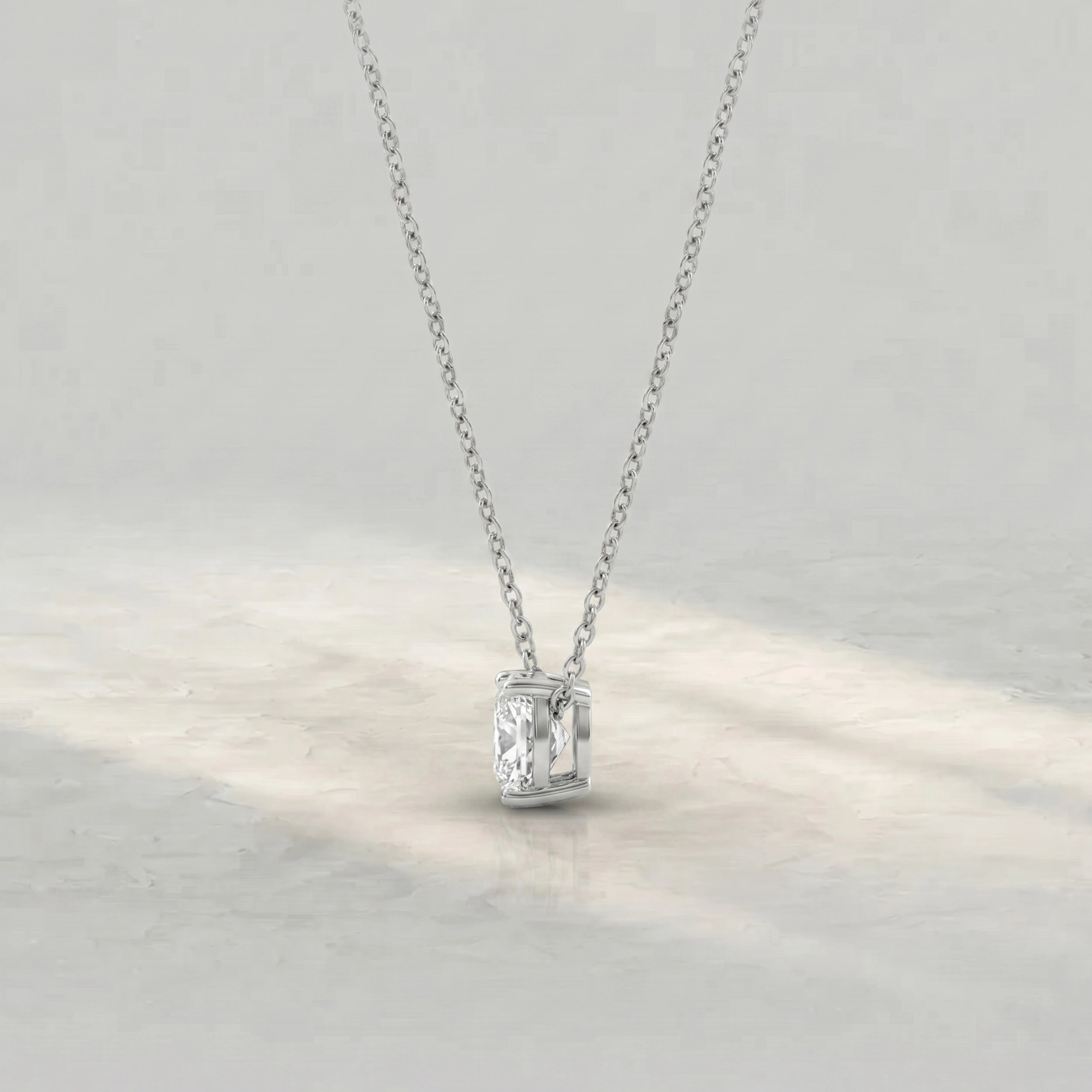 Square Cushion Lab Diamond Solitaire Pendant