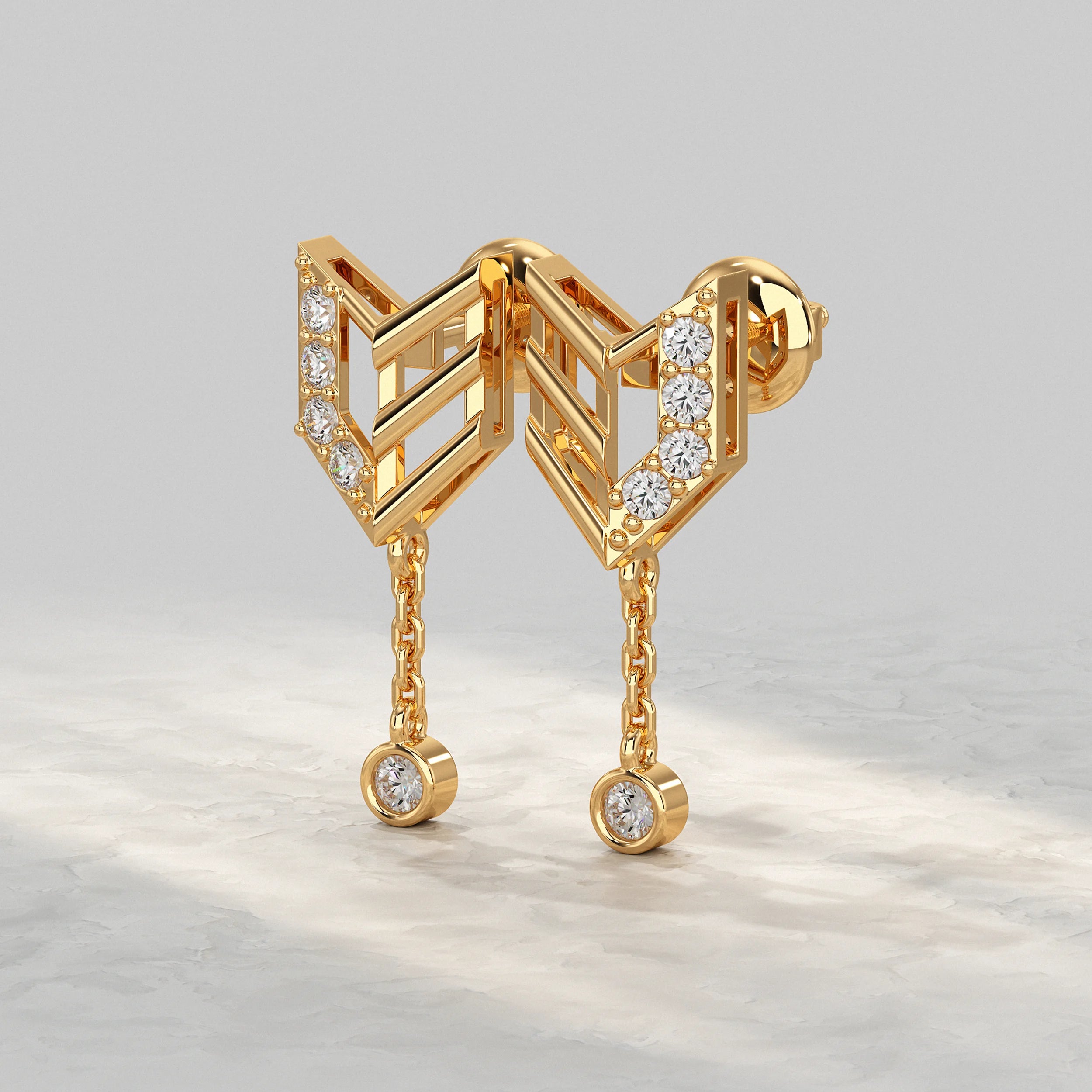Geometric Diamond Chain Drop Earrings