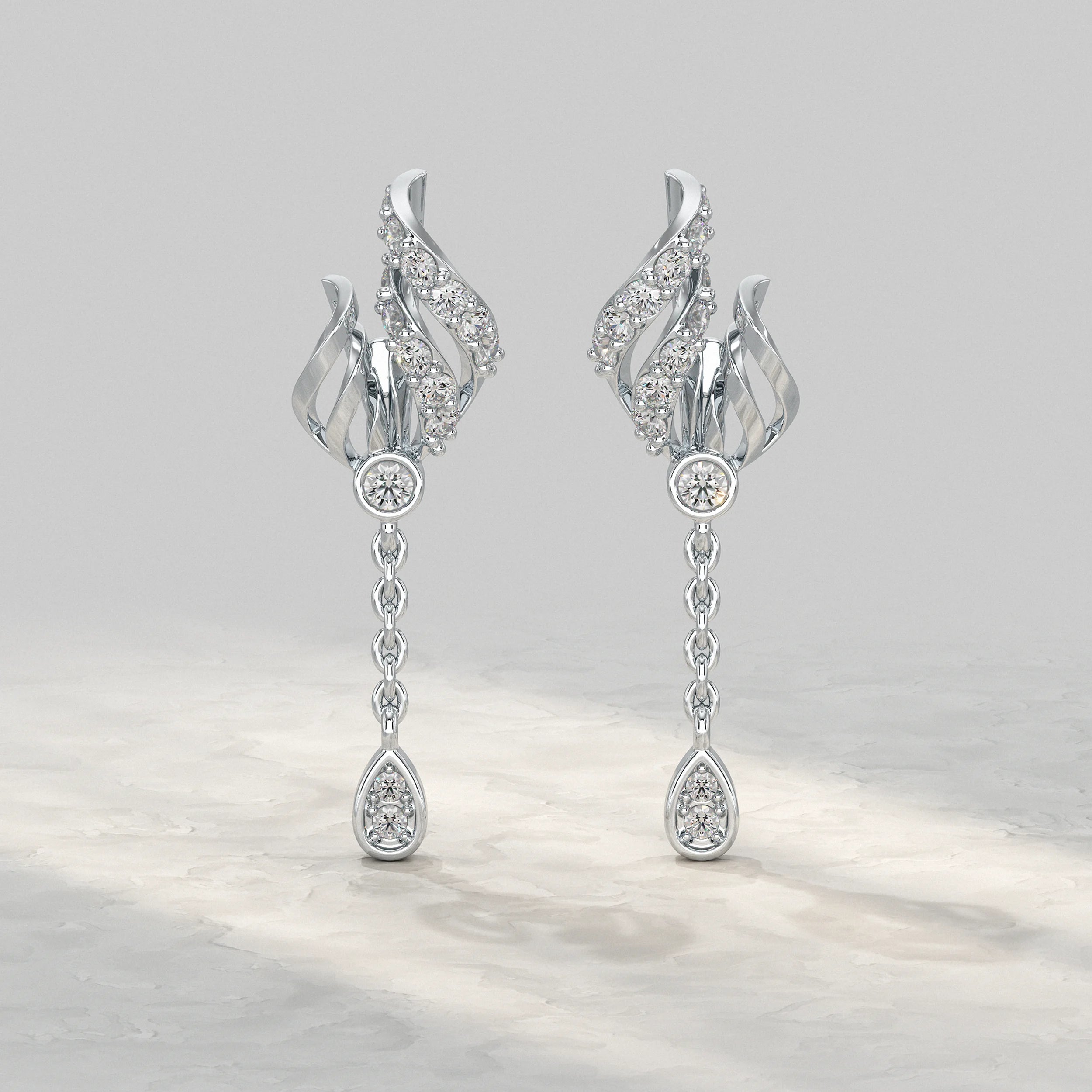 Twisted Lab Diamond Chain Drop Earrings