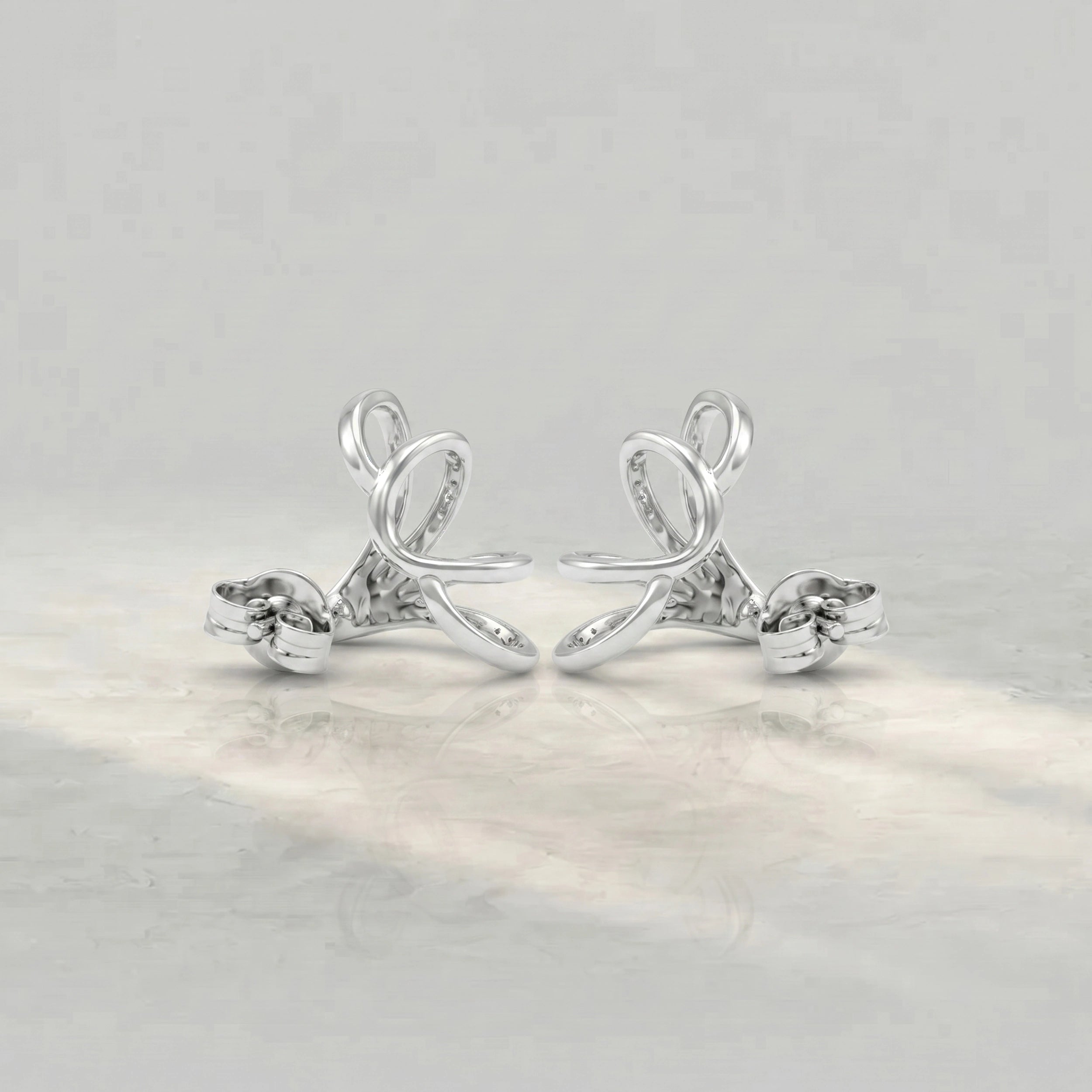 Round Diamond Arrow Cage Huggie Earrings