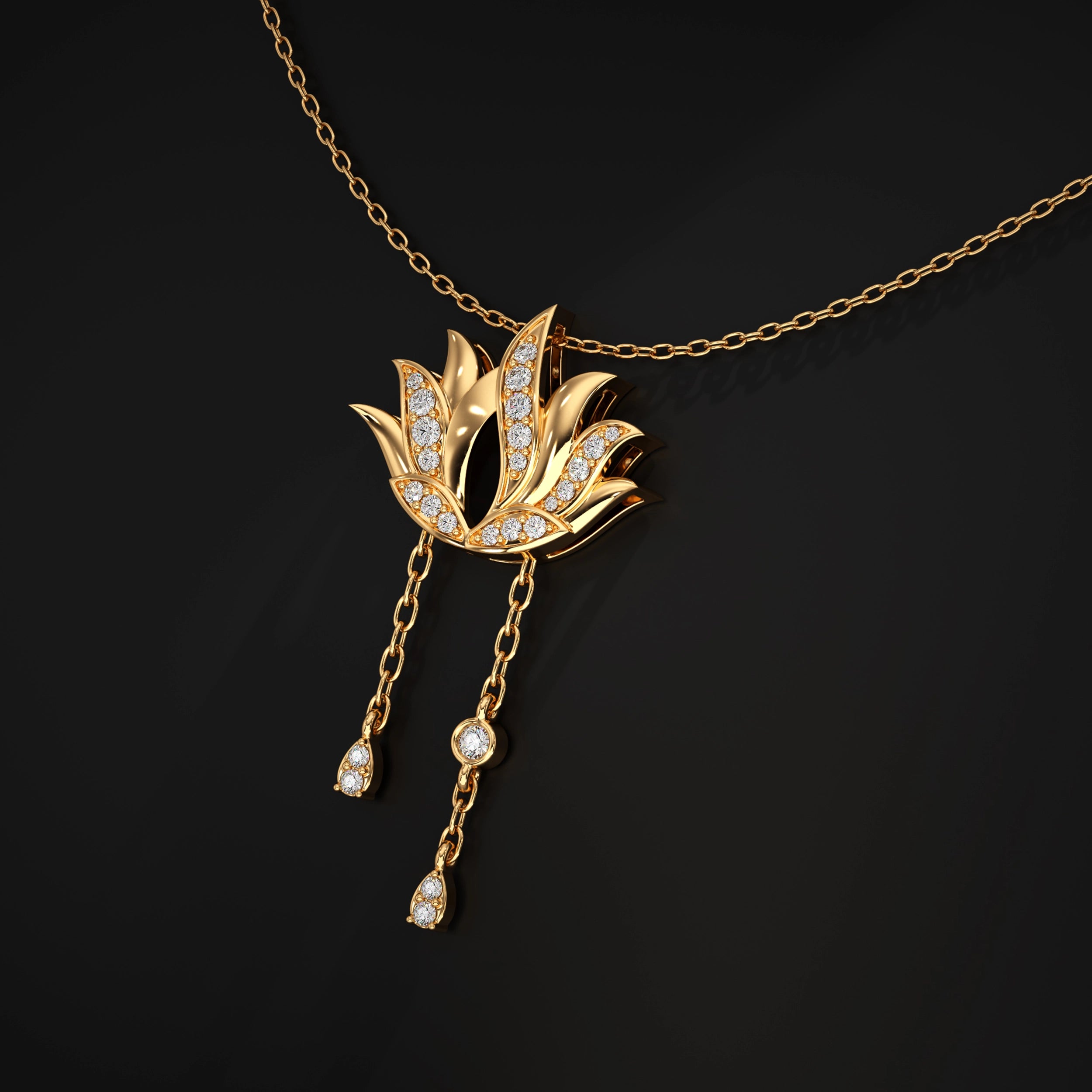 Lotus Pendant With Diamond Accent
